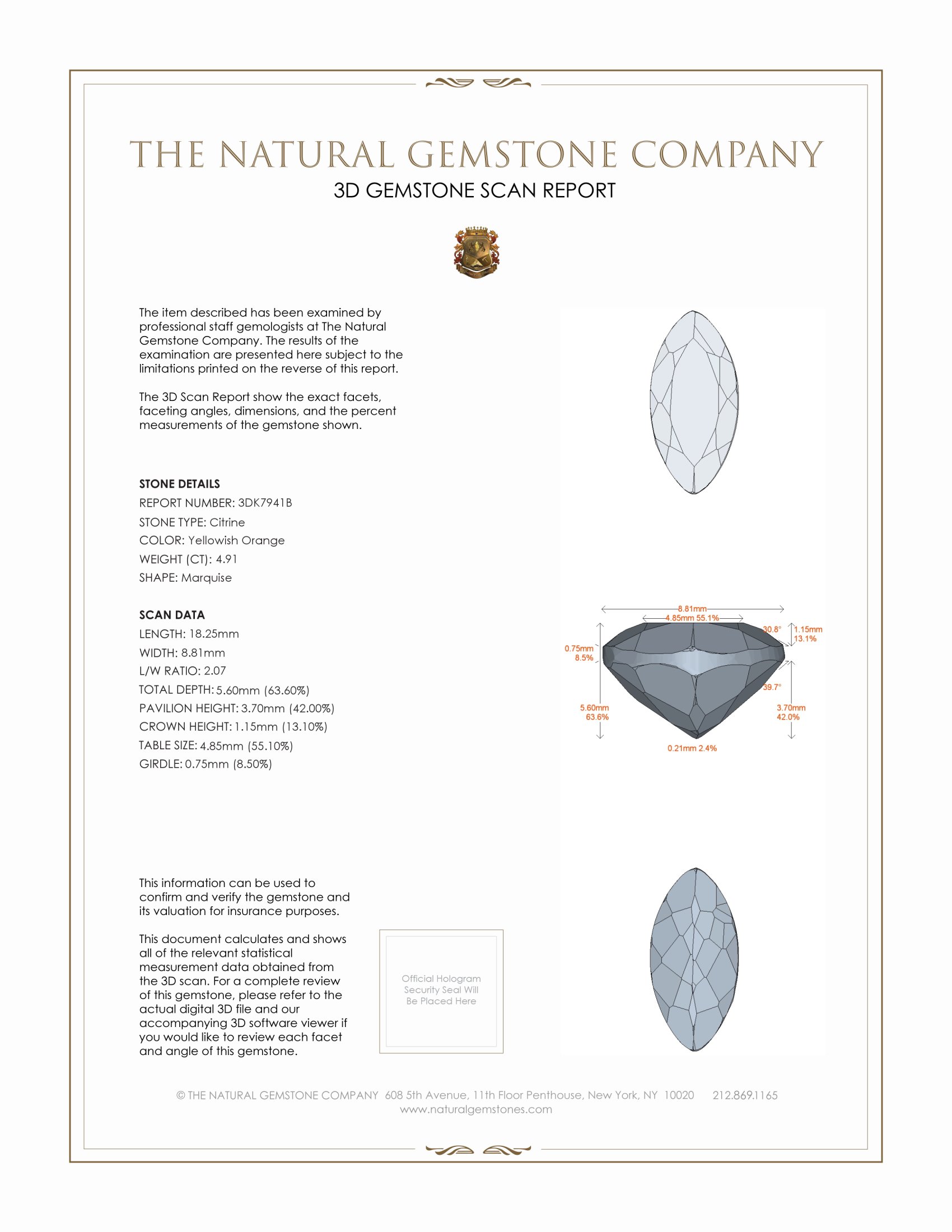 4.91 Ct. Citrine from Ceylon (Sri Lanka)