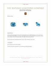 2.04 Ct. Blue Zircon from Malawi Appraisal