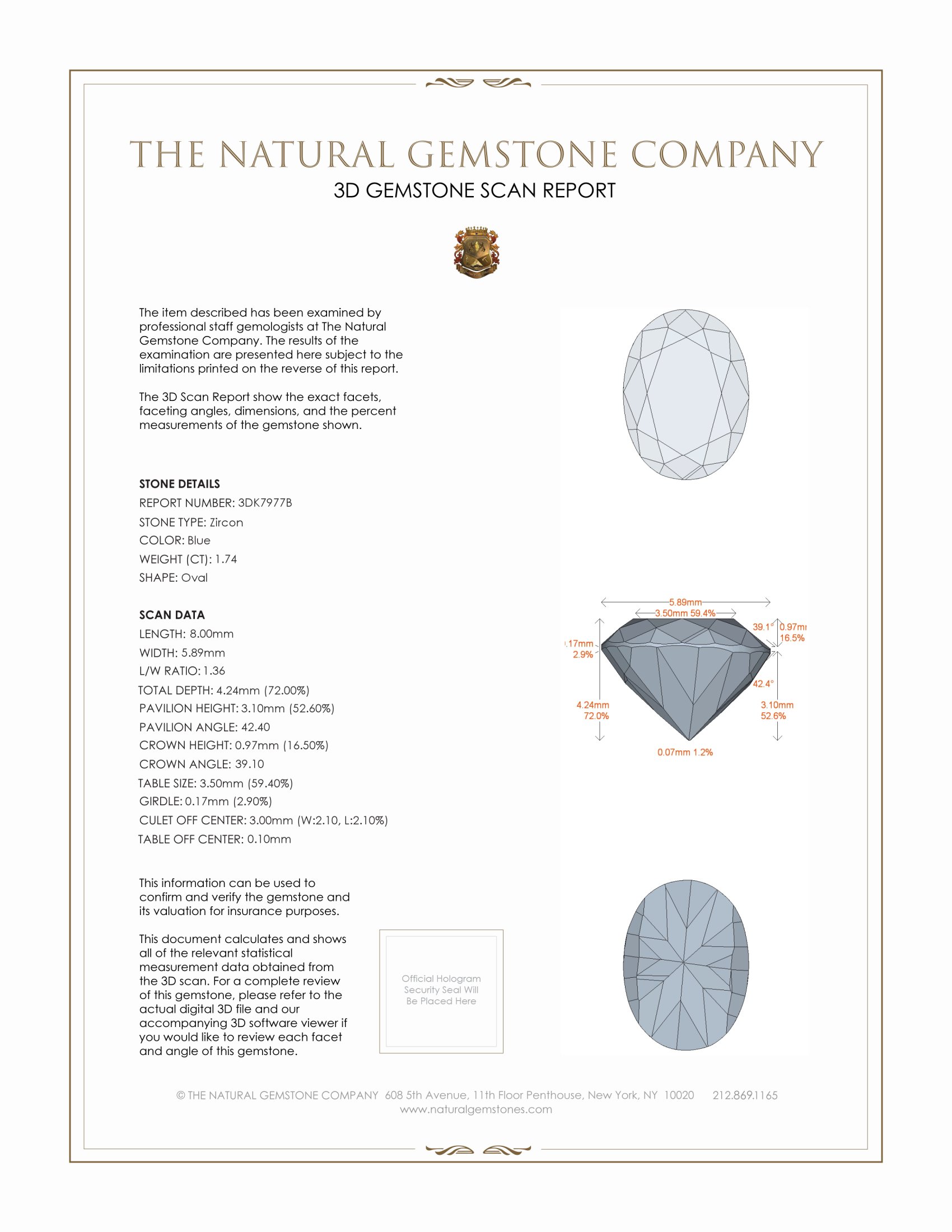 1.74 Ct. Zircon from Malawi