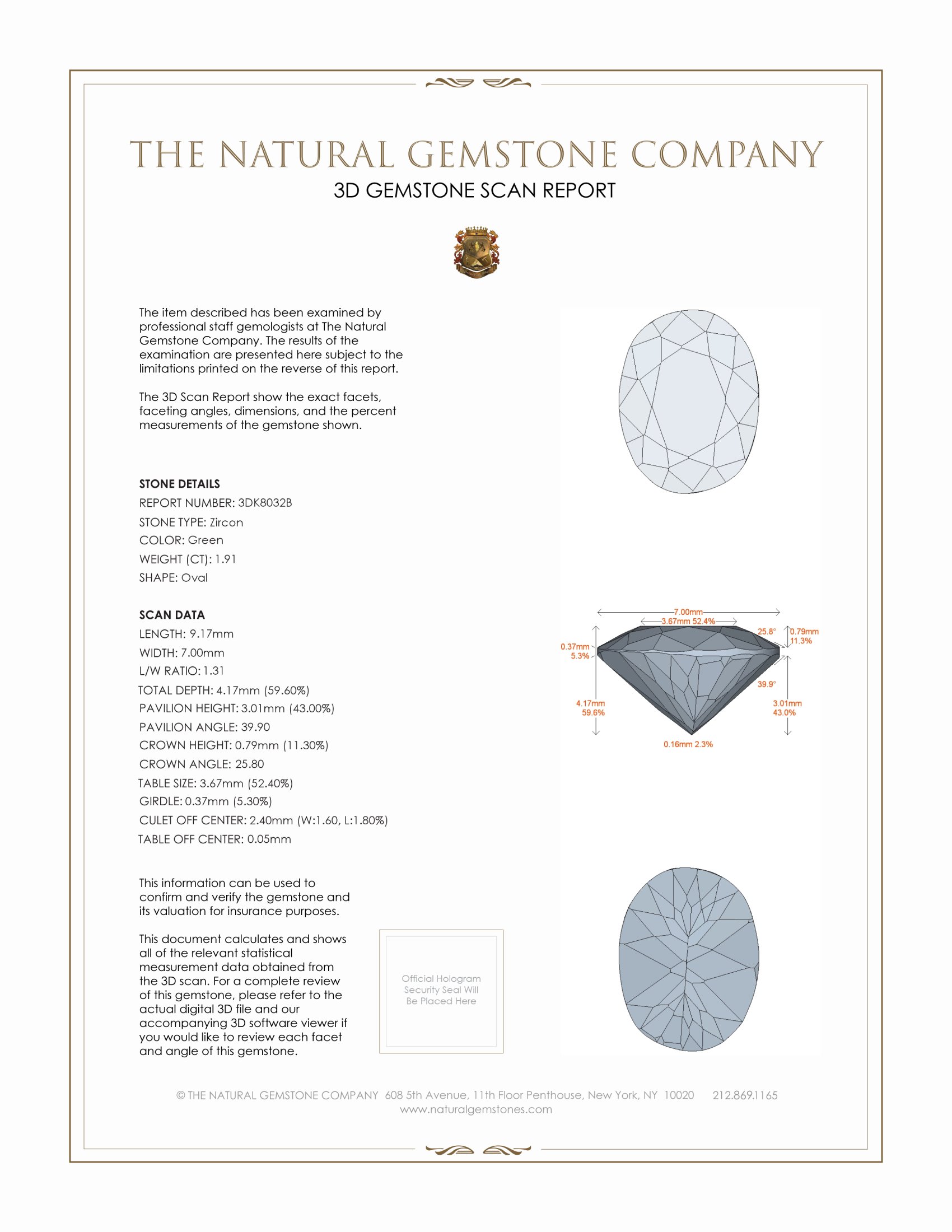 1.91 Ct. Zircon from Ceylon (Sri Lanka)