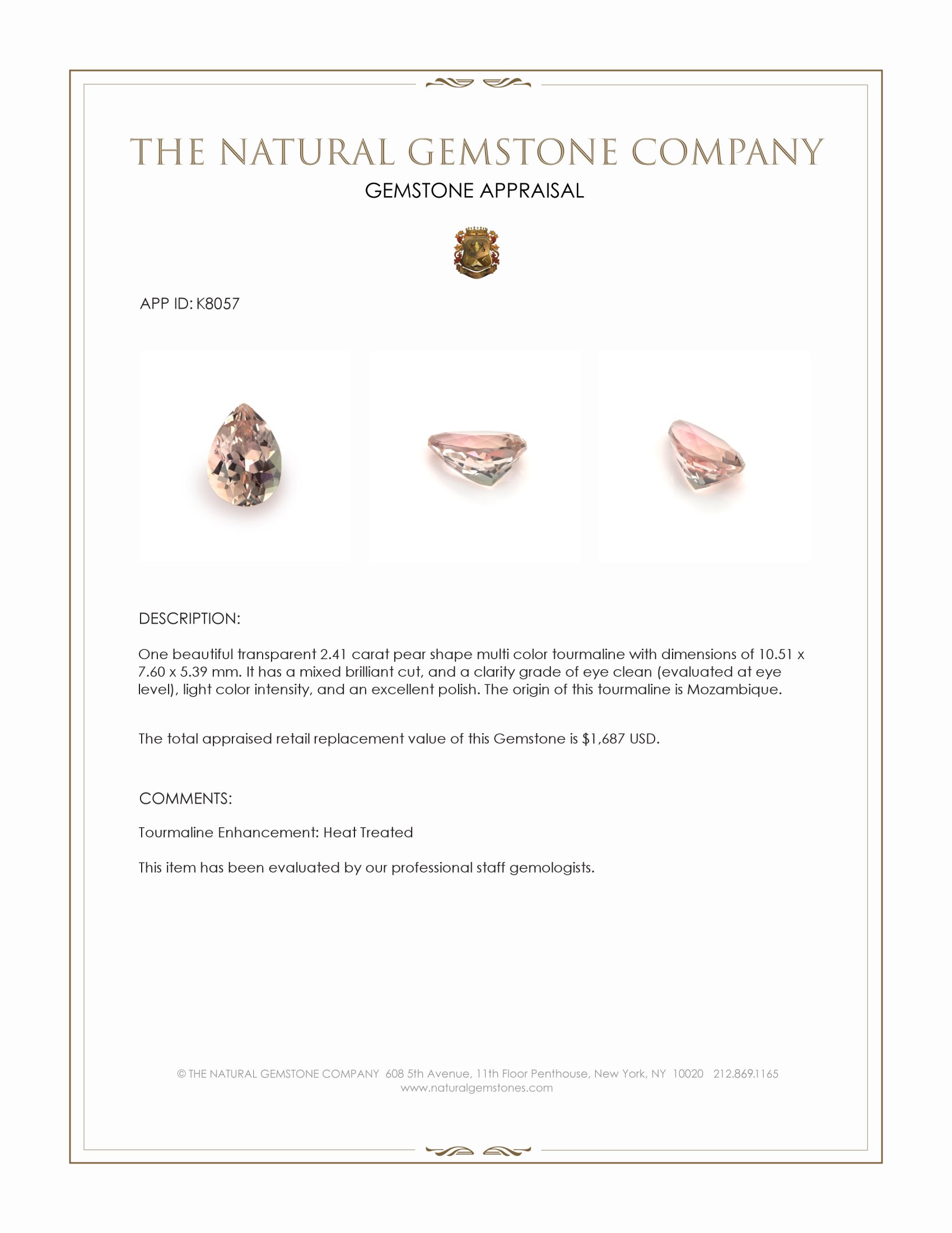 2.41 Ct. Multi Color Tourmaline from Mozambique