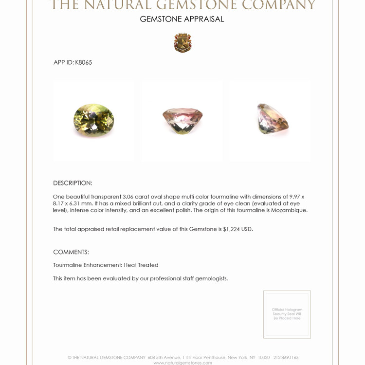 3.06 Ct. Tourmaline from Mozambique