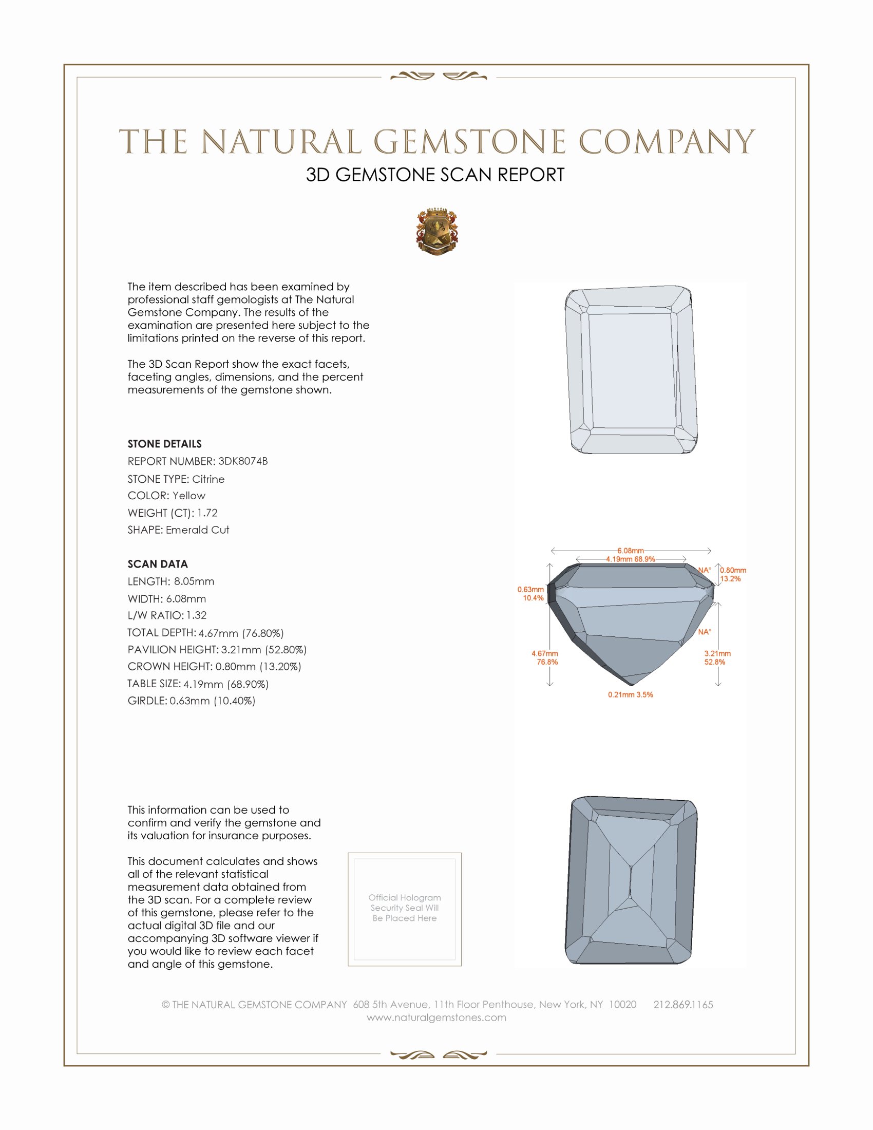 1.72 Ct. Citrine from Ceylon (Sri Lanka)