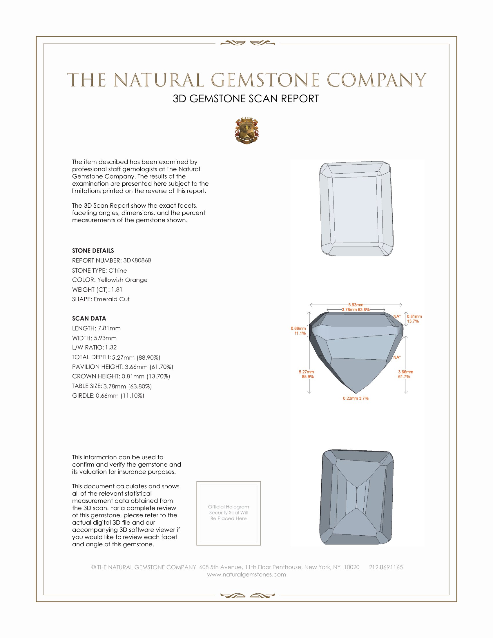 1.81 Ct. Citrine from Ceylon (Sri Lanka)