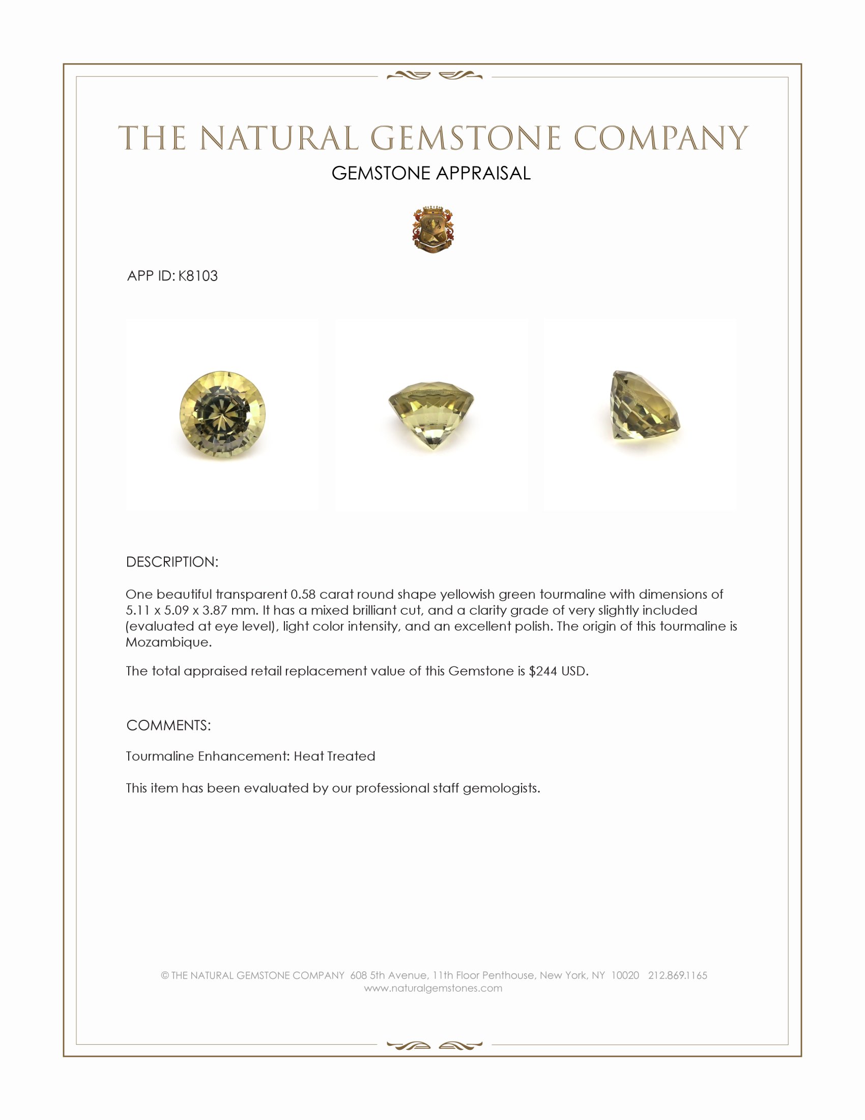 0.58 Ct. Tourmaline from Mozambique