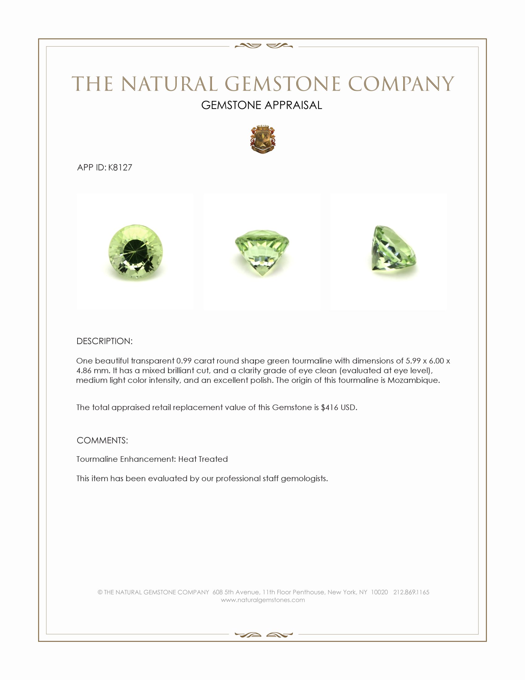 0.99 Ct. Tourmaline from Mozambique