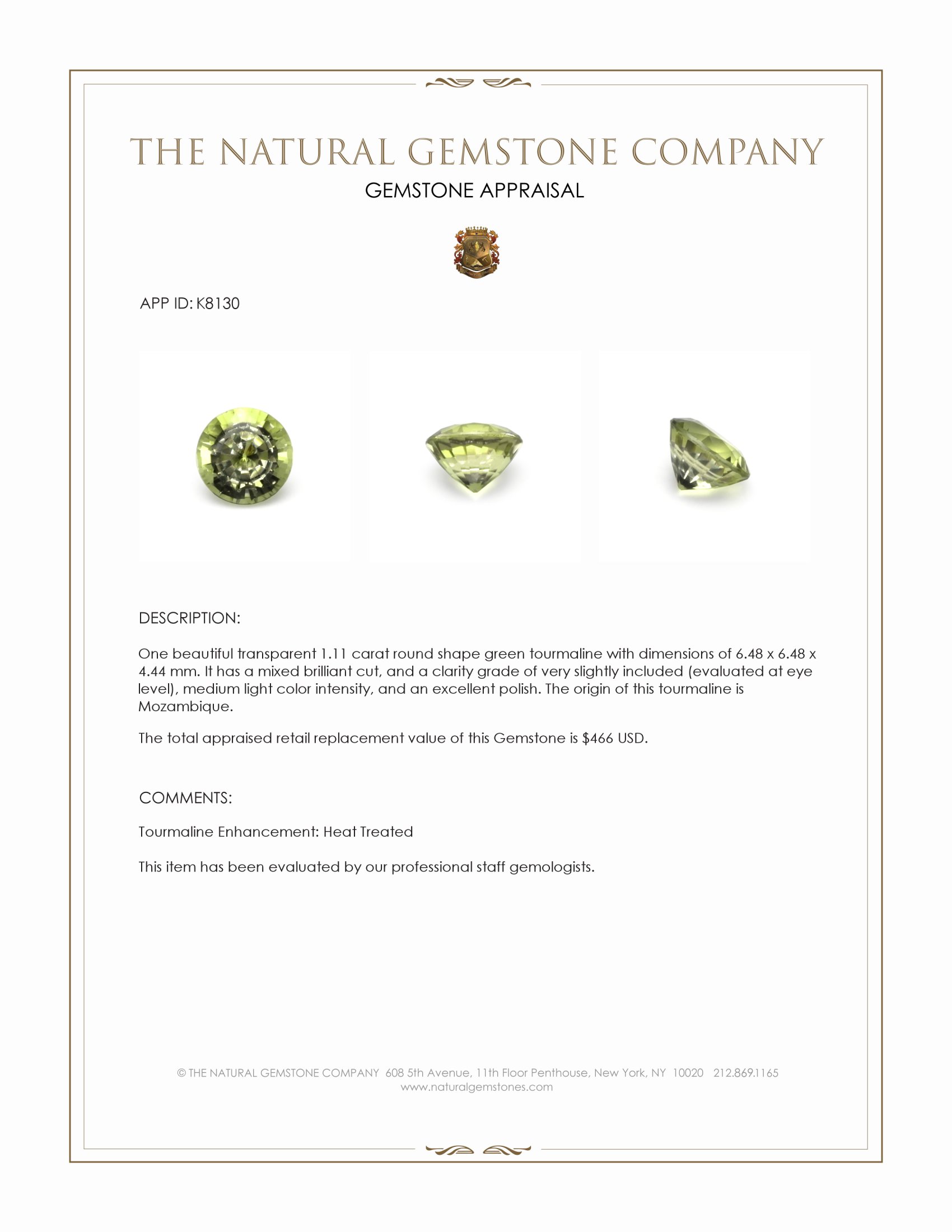 1.11 Ct. Tourmaline from Mozambique