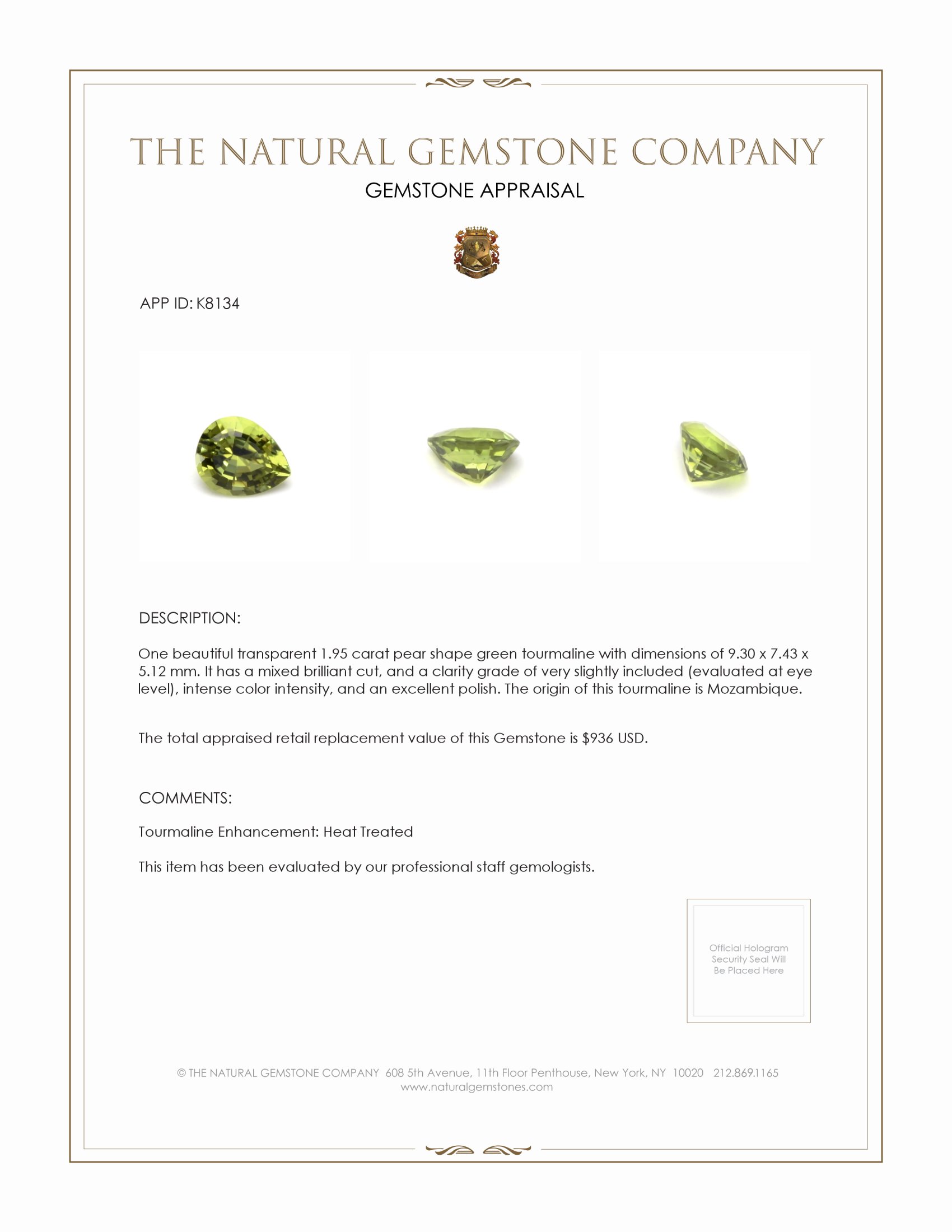 1.95 Ct. Tourmaline from Mozambique