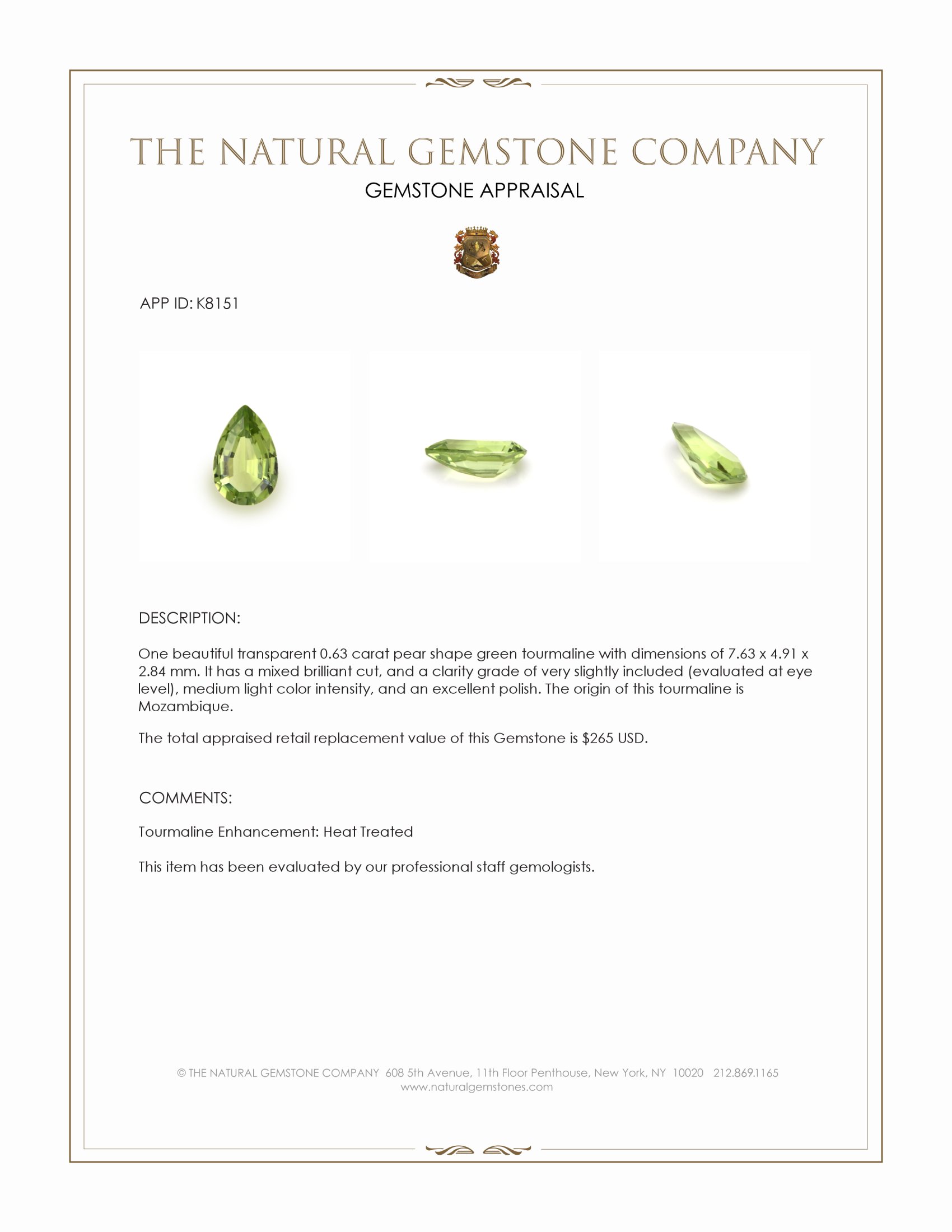 0.63 Ct. Tourmaline from Mozambique