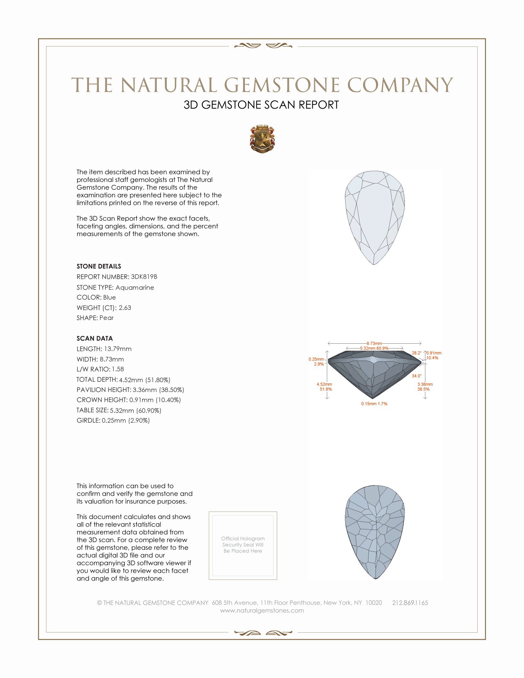 2.63 Ct. Aquamarine from Mozambique