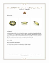 2.03 Ct. Yellowish Green Zircon from Ceylon (Sri Lanka) Appraisal