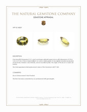 2.51 Ct. Yellowish Green Zircon from Ceylon (Sri Lanka) Appraisal