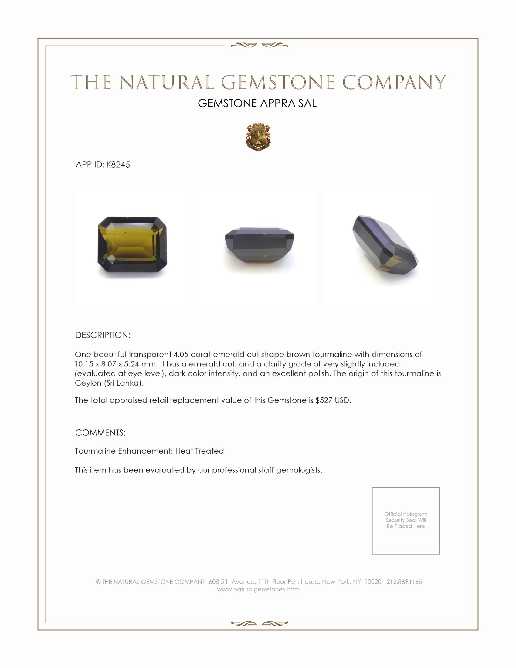 4.05 Ct. Tourmaline from Ceylon (Sri Lanka)