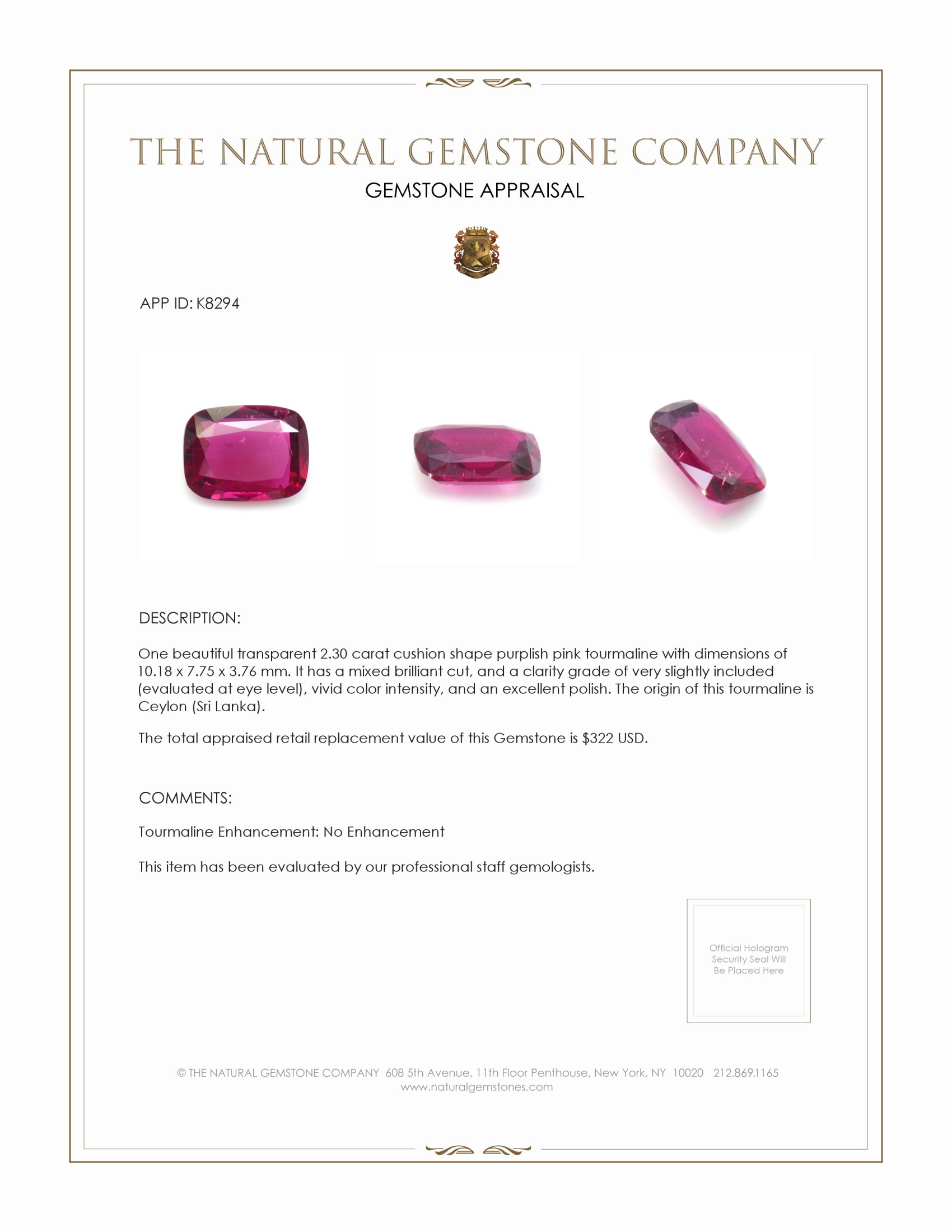 2.30 Ct. Tourmaline from Ceylon (Sri Lanka)