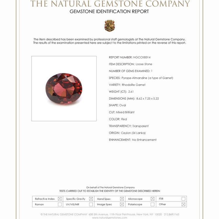 2.61 Ct. Rhodolite Garnet from Ceylon (Sri Lanka)