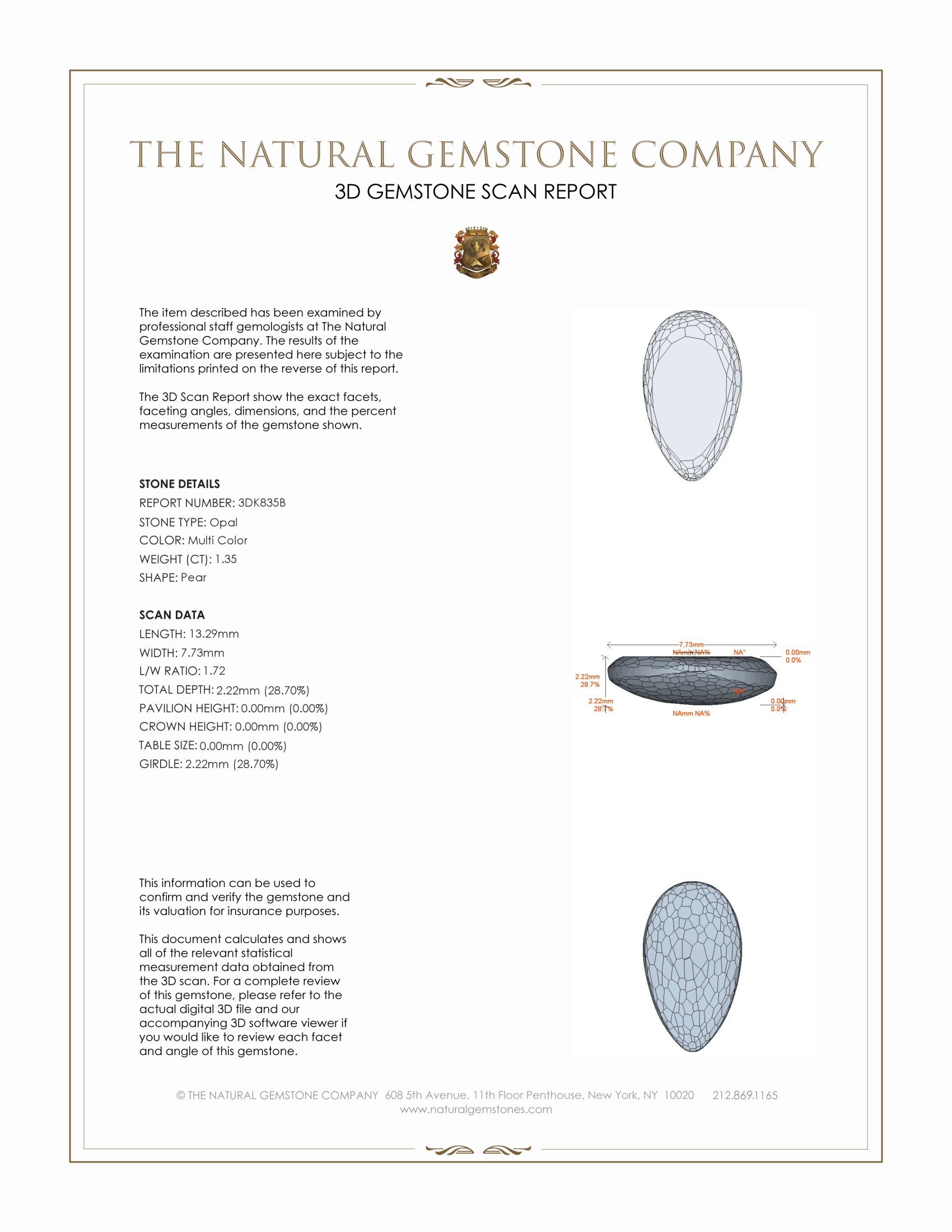 1.35 Ct. Semi-Black Opal from Australia