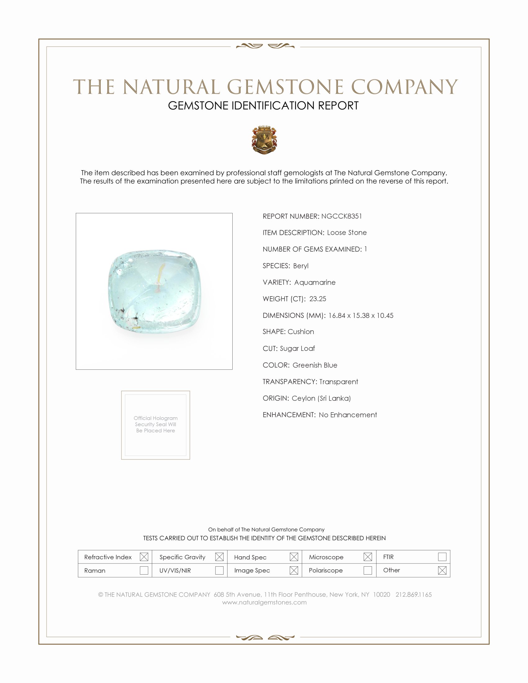 23.25 Ct. Cabochon Aquamarine from Ceylon (Sri Lanka)