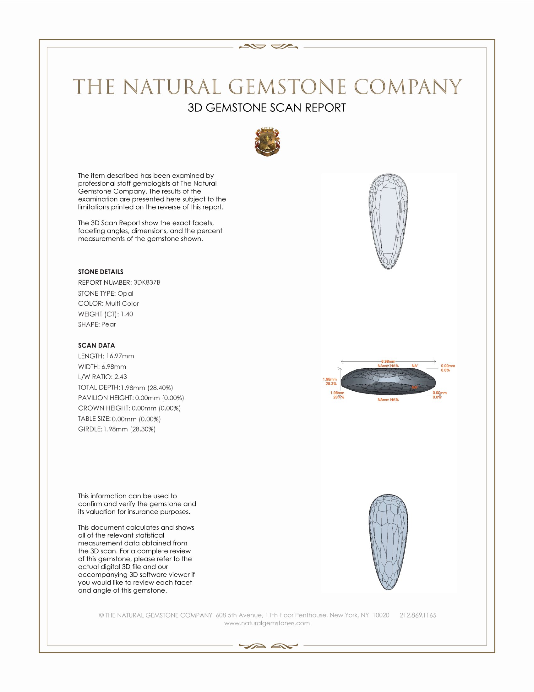 1.40 Ct. White Opal from Australia