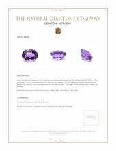 2.05 Ct. Amethyst from Ceylon (Sri Lanka) Appraisal