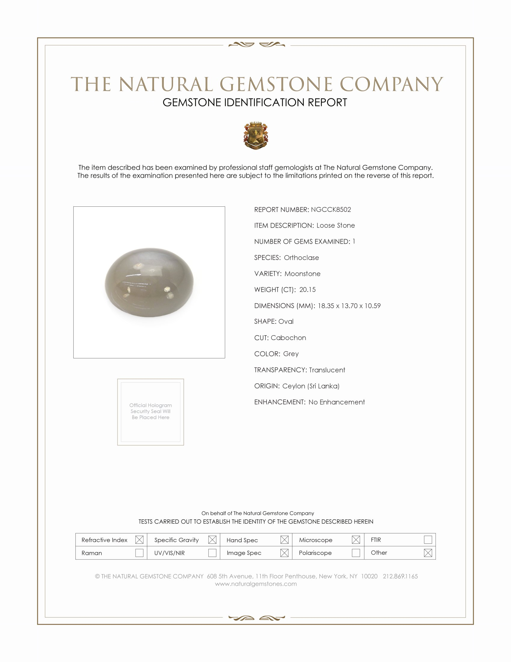 20.15 Ct. Cabochon Moonstone from Ceylon (Sri Lanka)