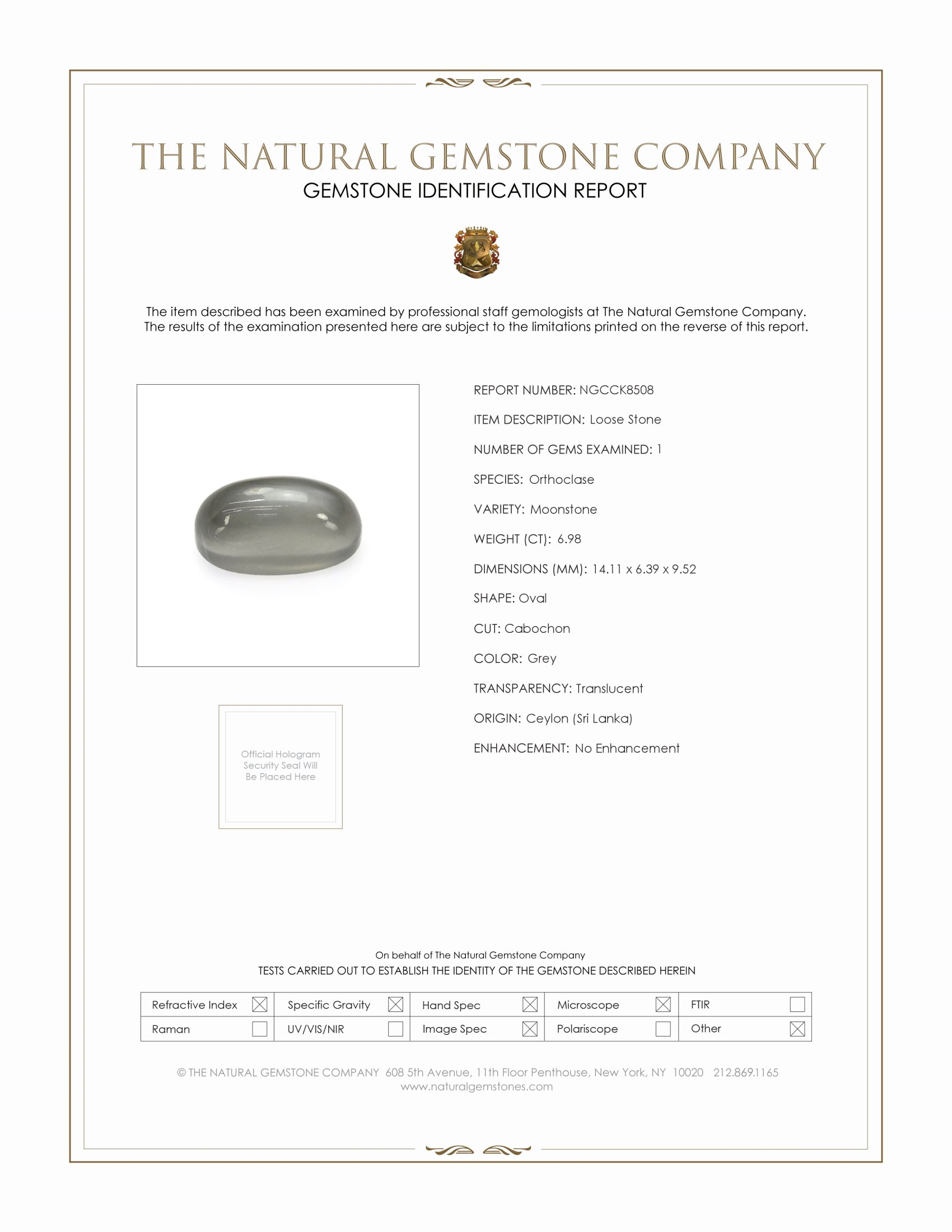 6.98 Ct. Cabochon Moonstone from Ceylon (Sri Lanka)