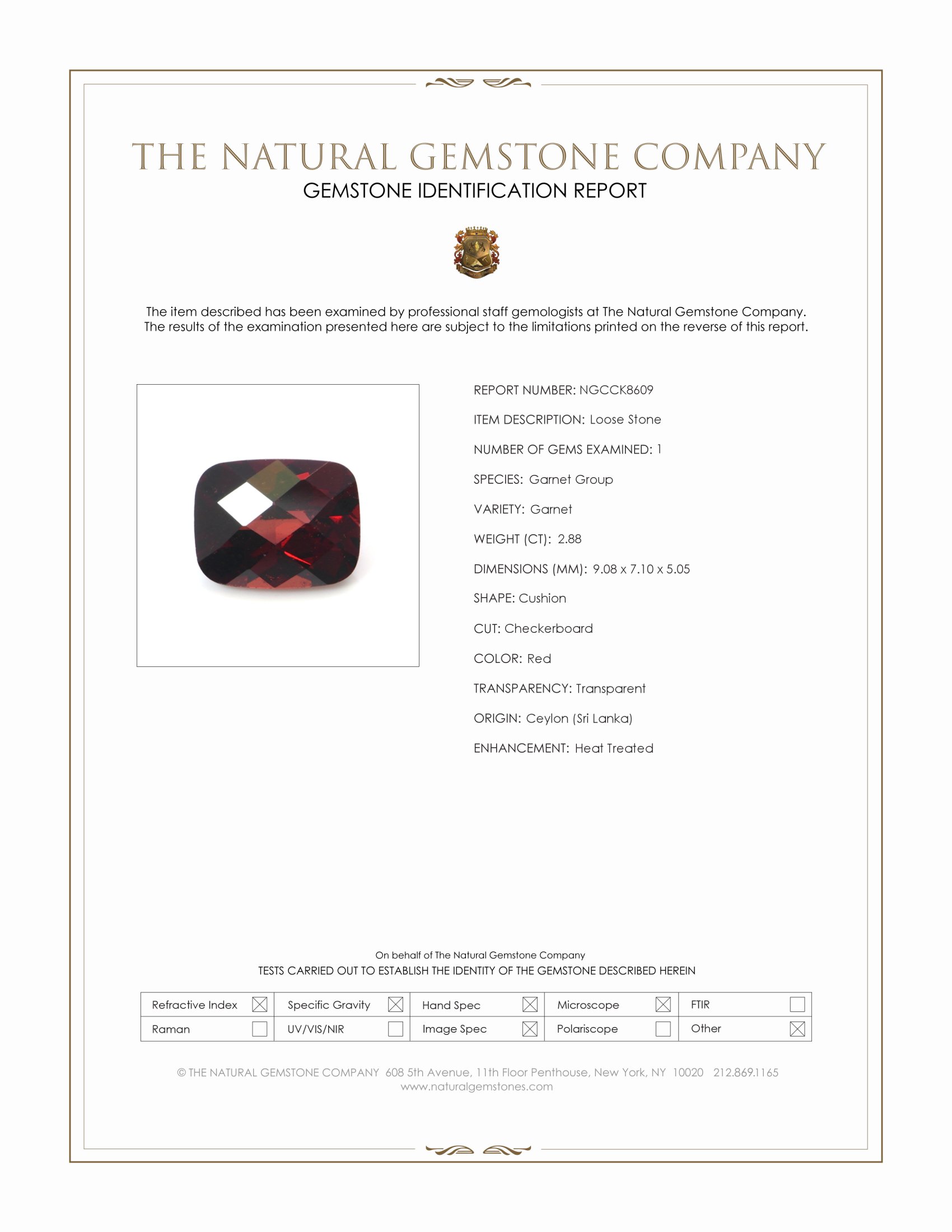 2.88 Ct. Garnet from Ceylon (Sri Lanka)