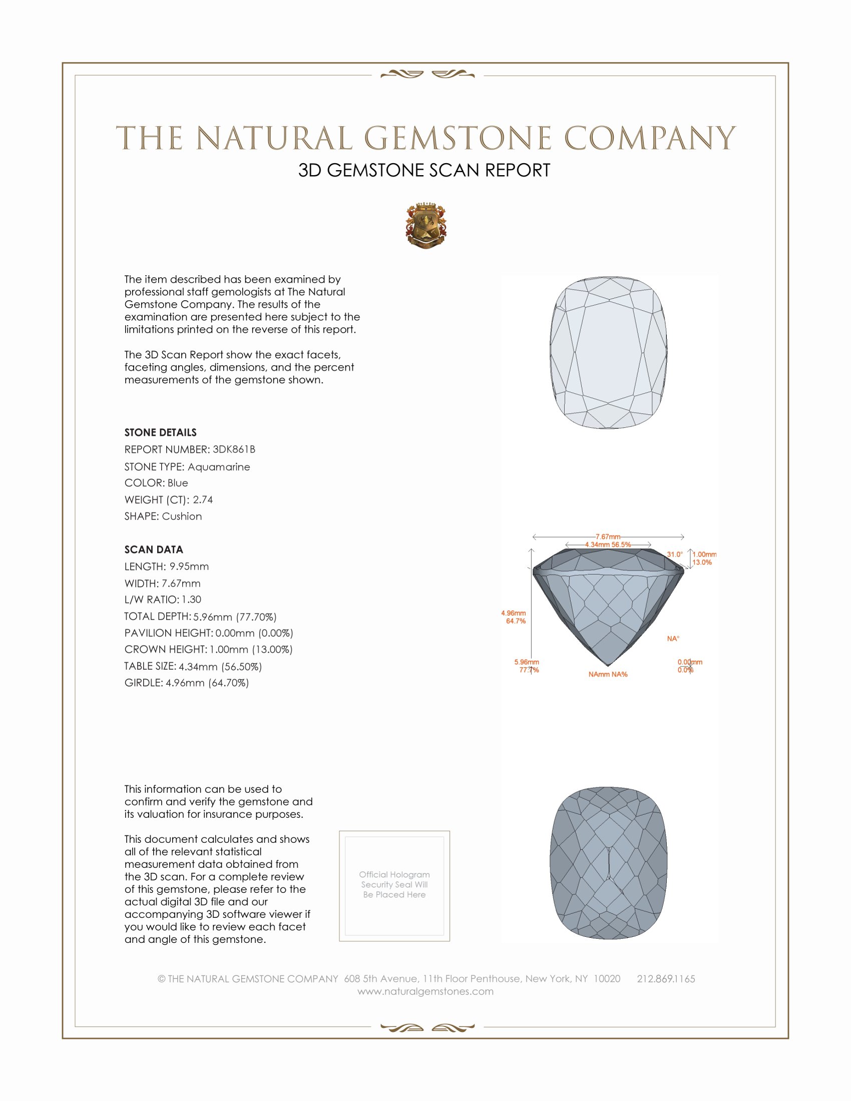 2.74 Ct. Aquamarine from Mozambique