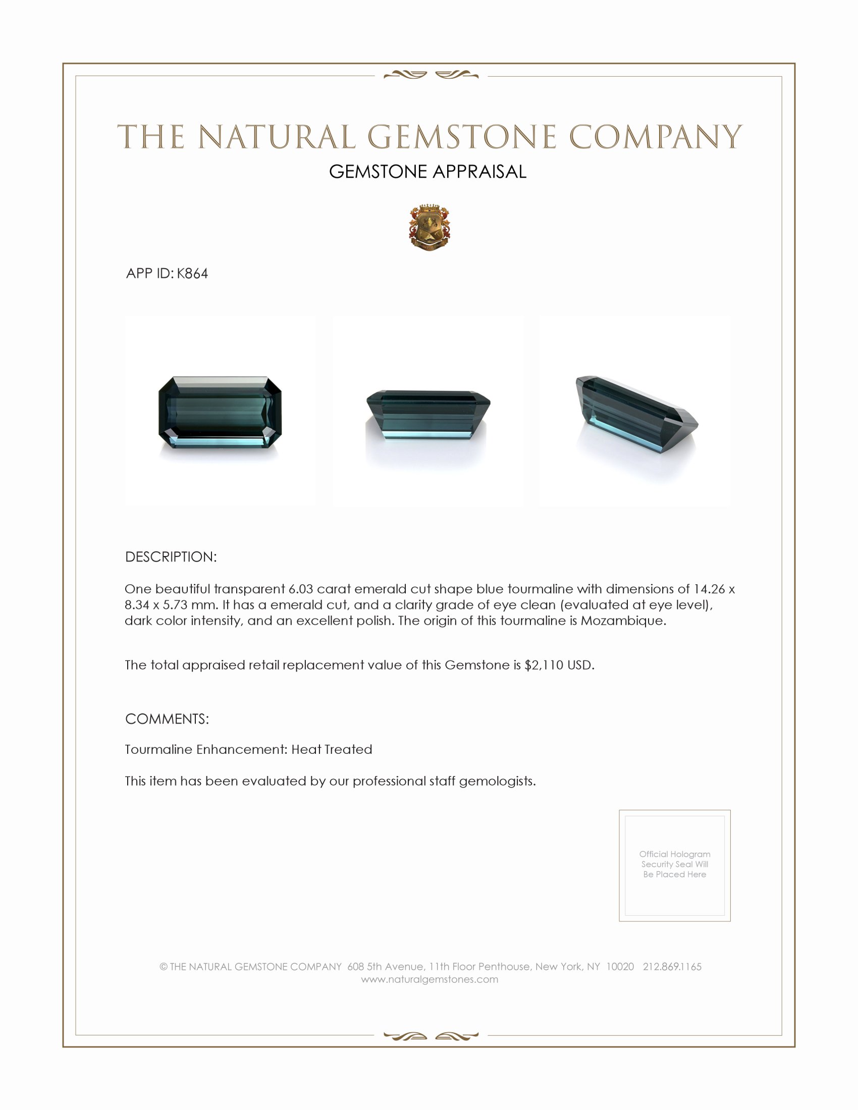 6.03 Ct. Tourmaline from Mozambique