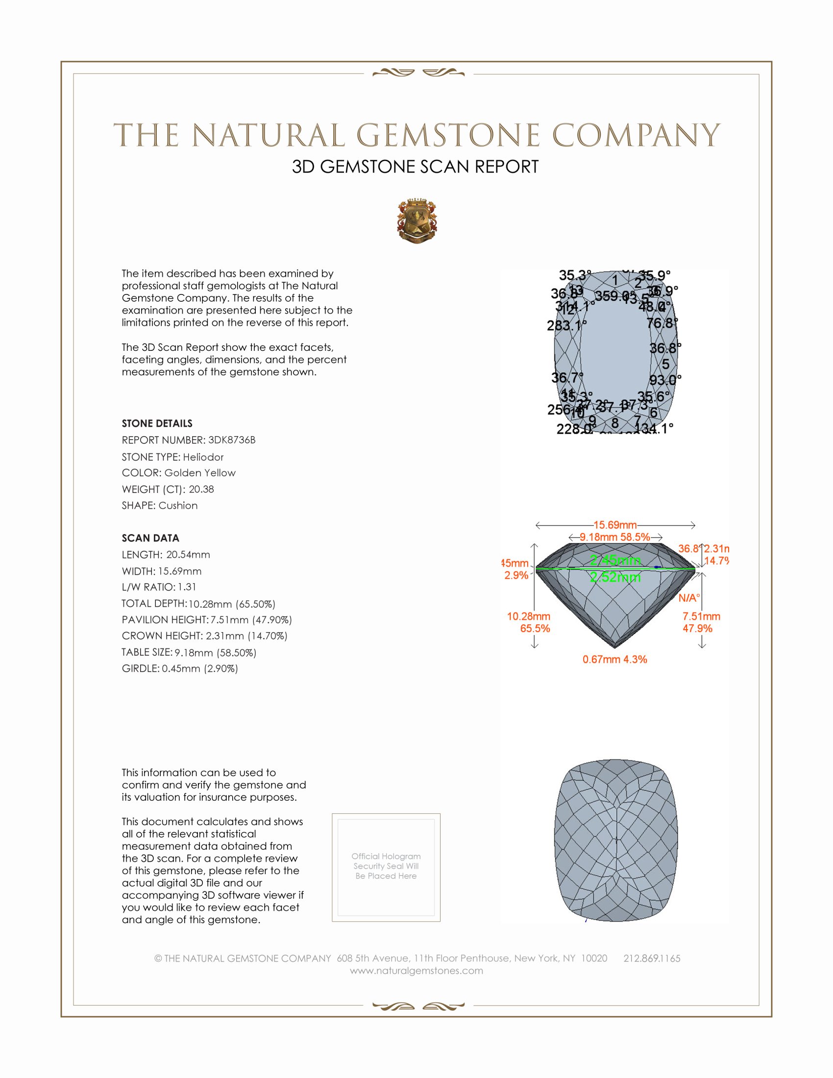 20.38 Ct. Heliodor from Brazil