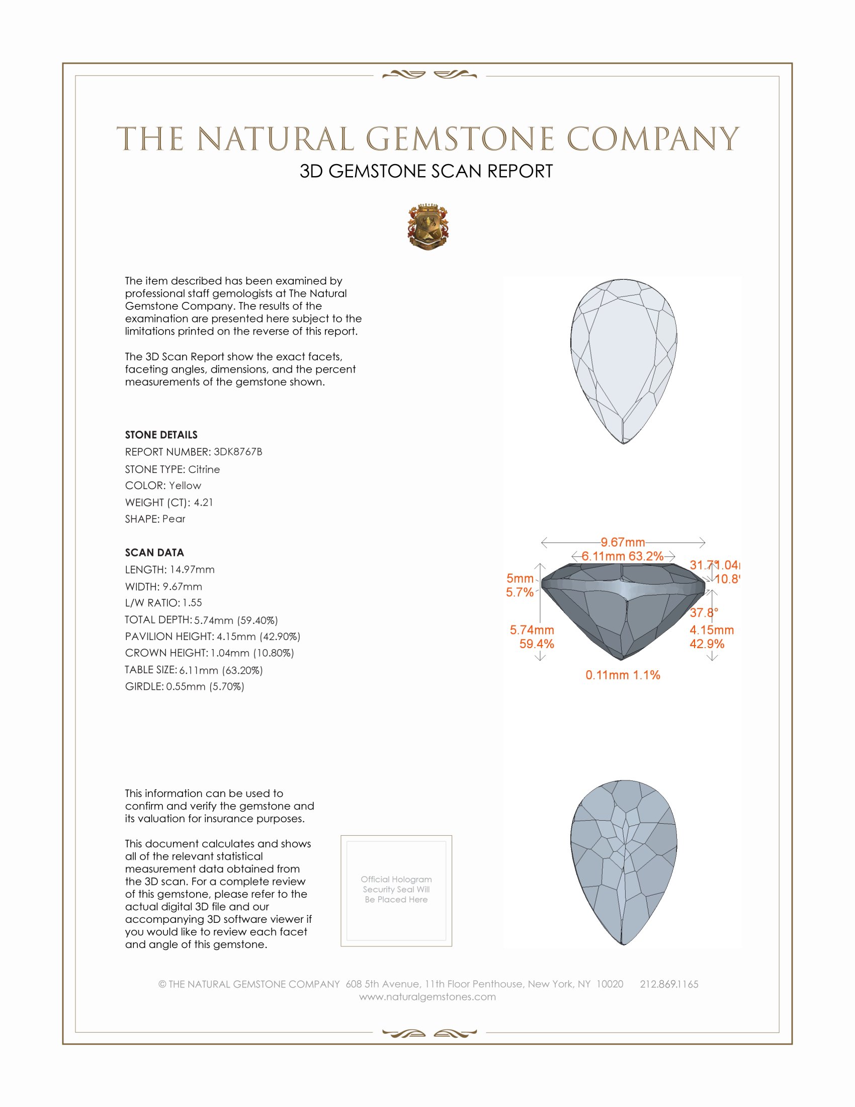 4.21 Ct. Citrine from Ceylon (Sri Lanka)
