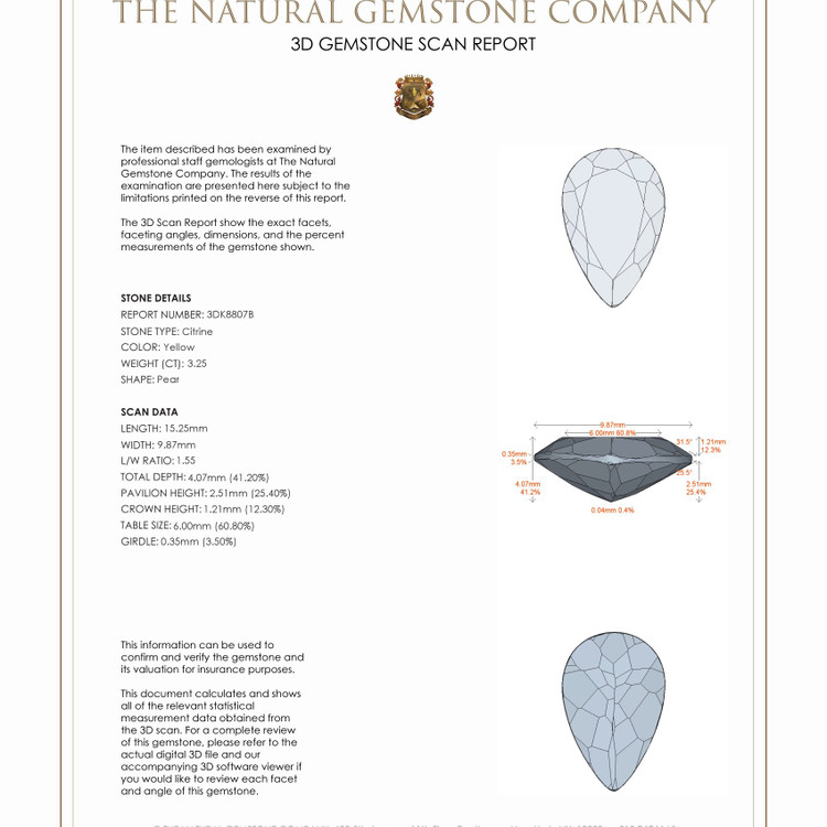3.25 Ct. Citrine from Ceylon (Sri Lanka)