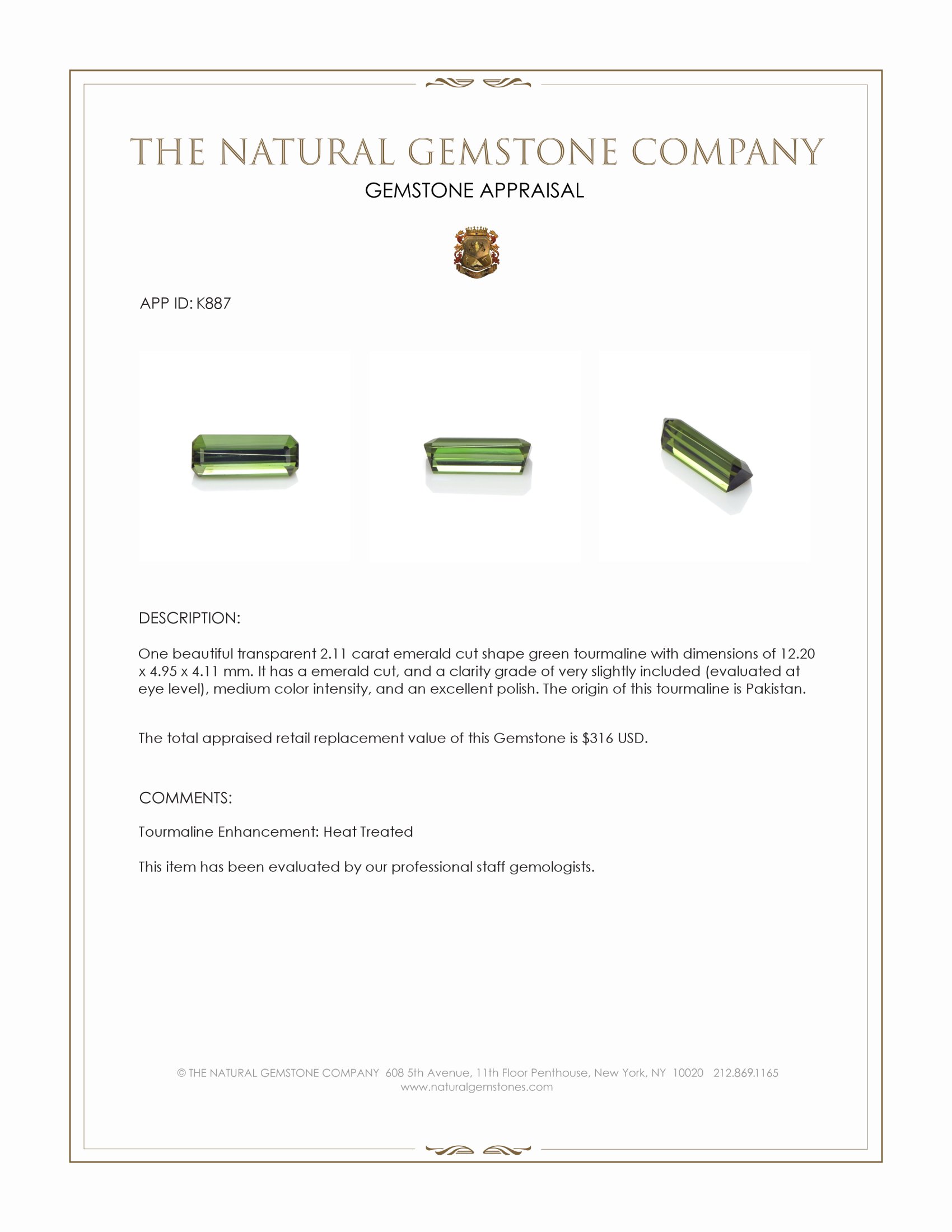 2.11 Ct. Tourmaline from Pakistan