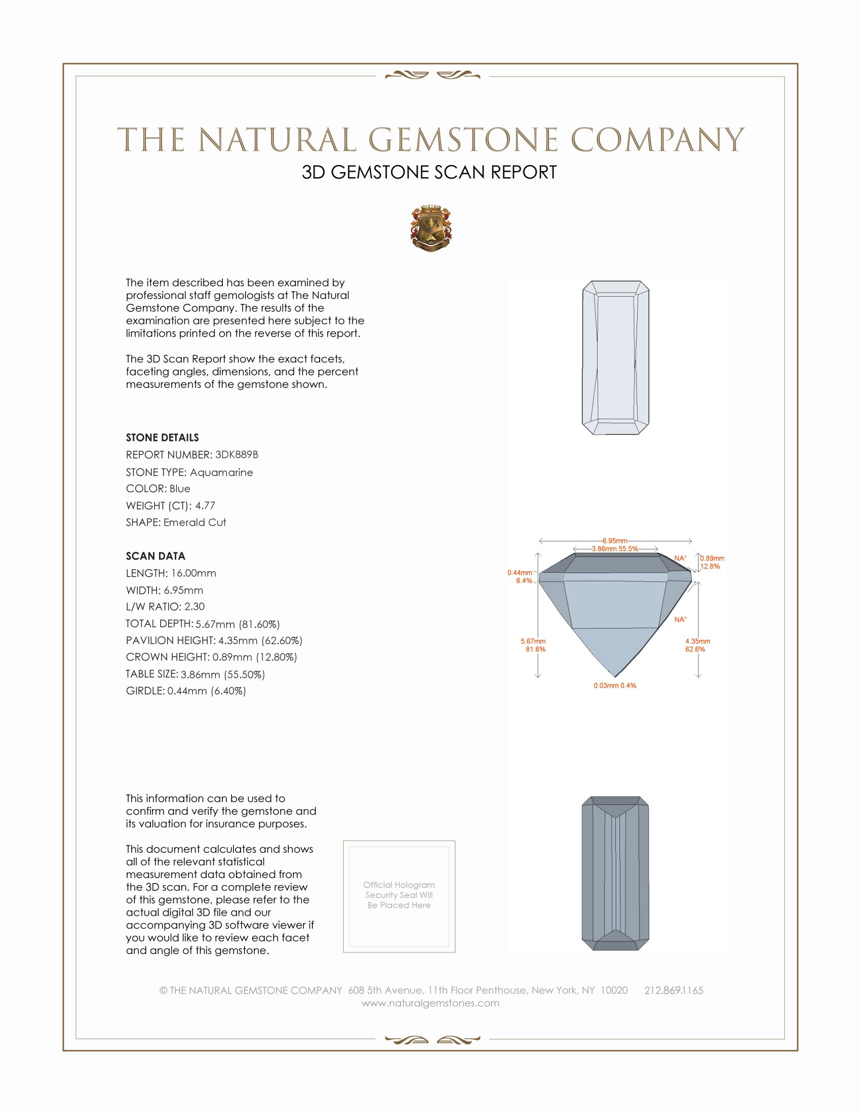 4.77 Ct. Aquamarine from Mozambique