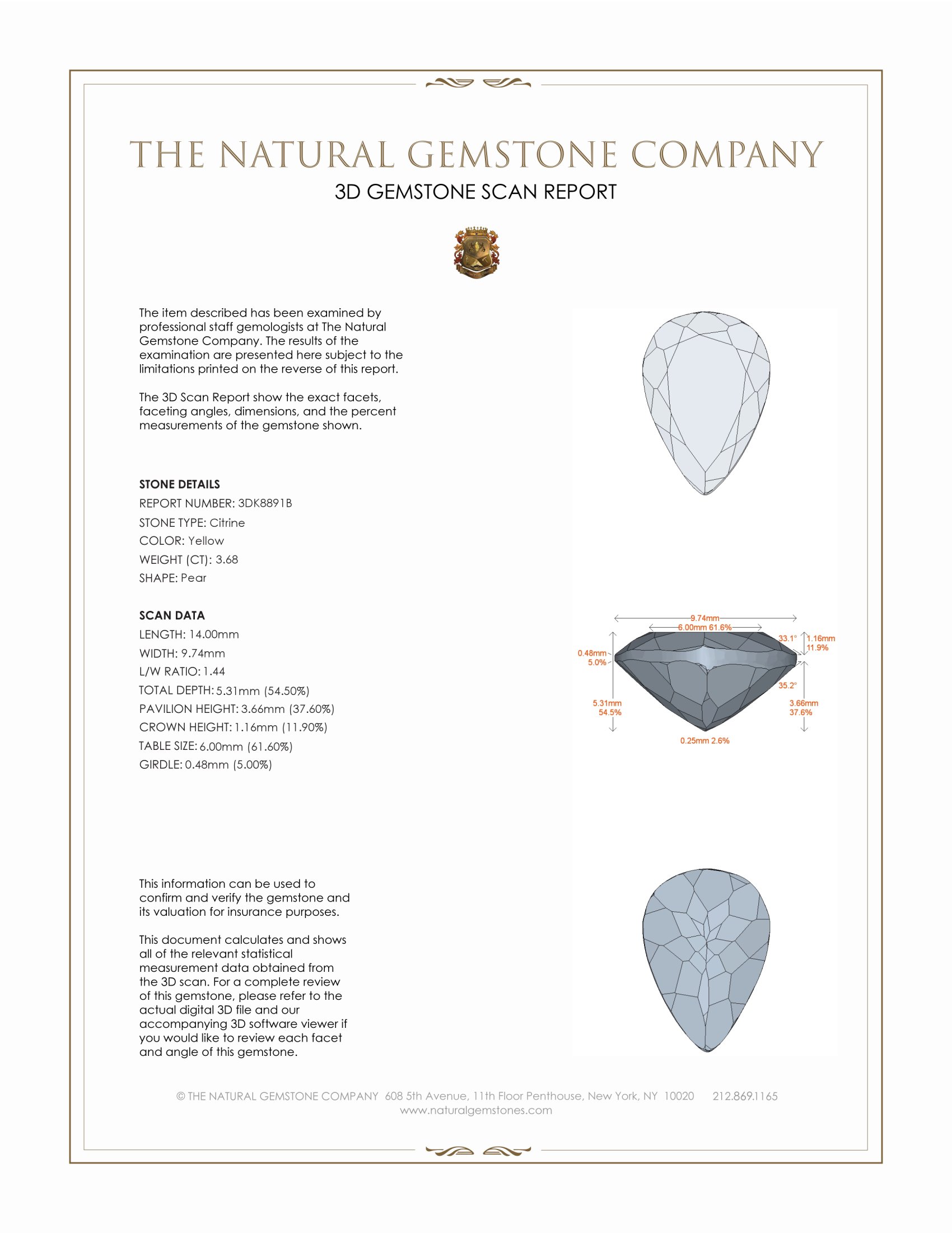 3.68 Ct. Citrine from Ceylon (Sri Lanka)
