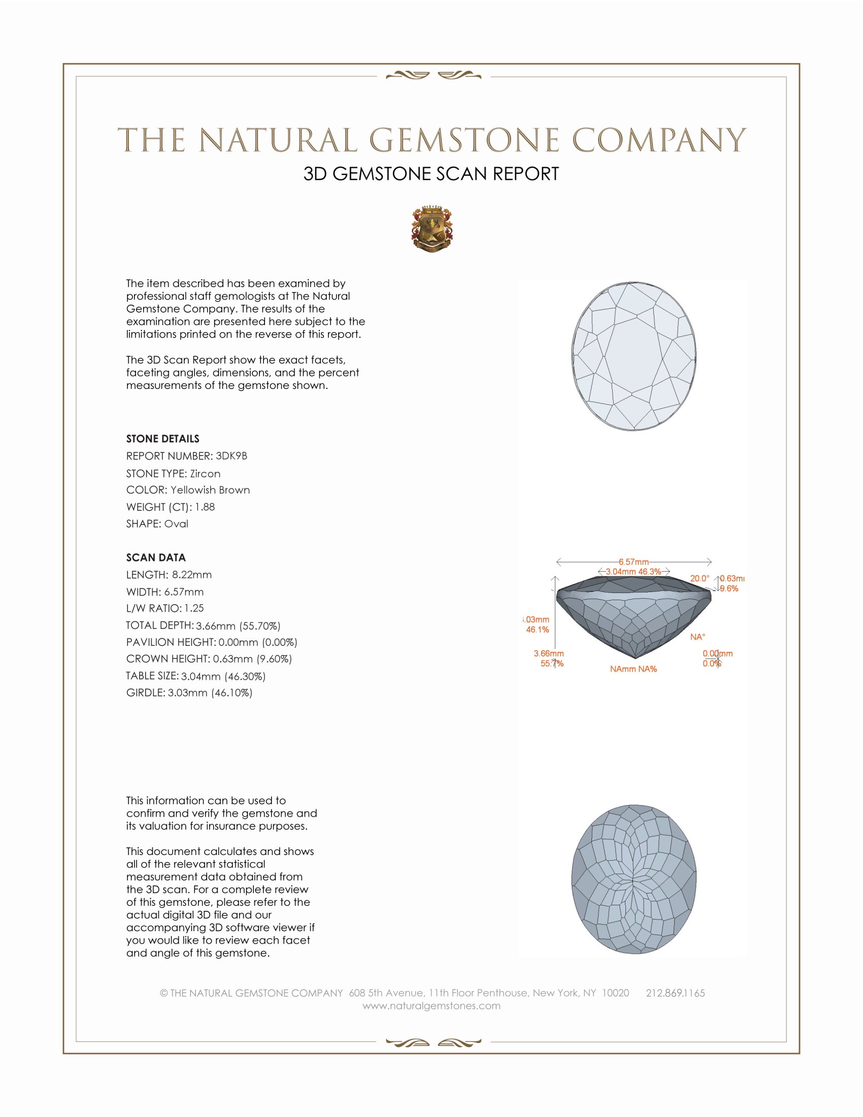 1.88 Ct. Zircon from Ceylon (Sri Lanka)