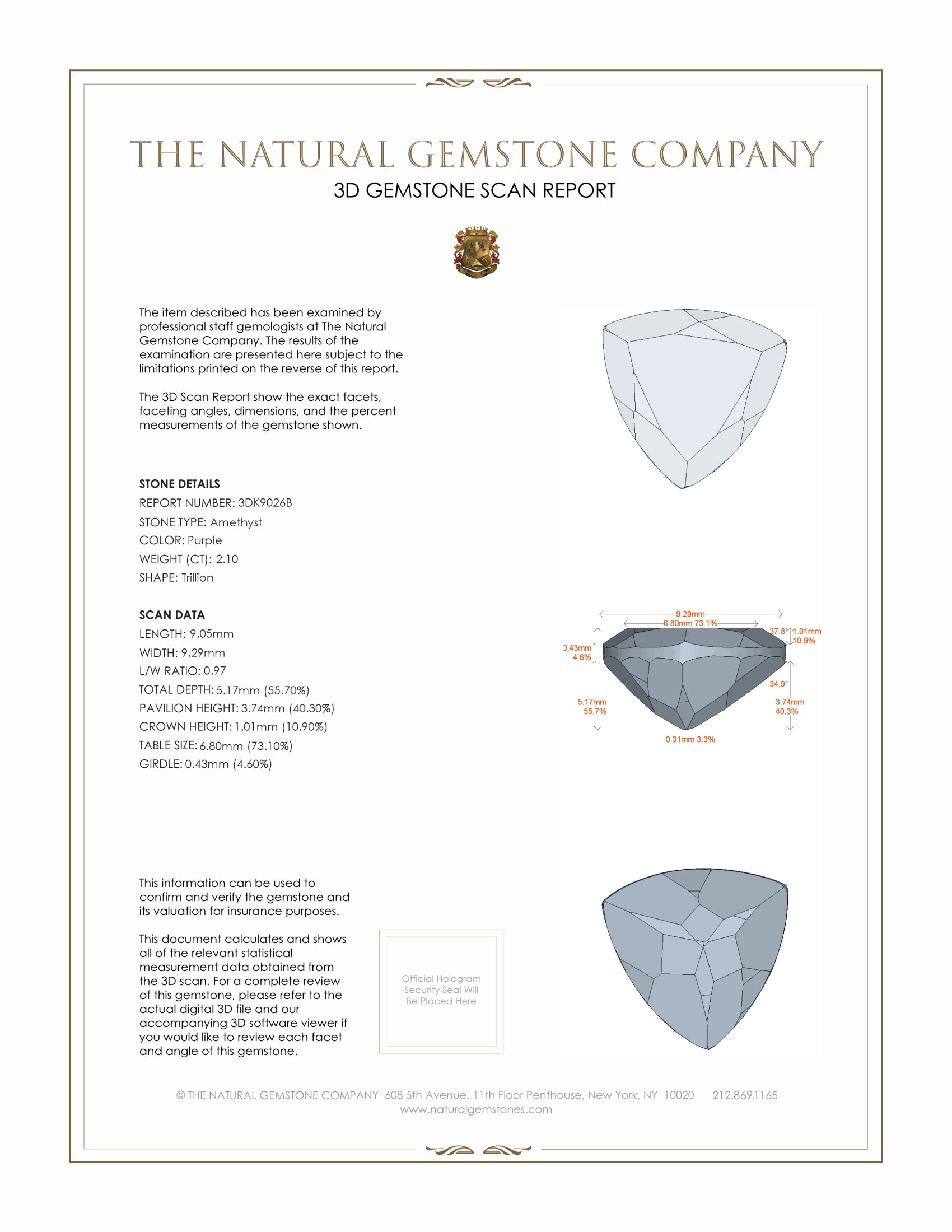 2.10 Ct. Amethyst from Ceylon (Sri Lanka)