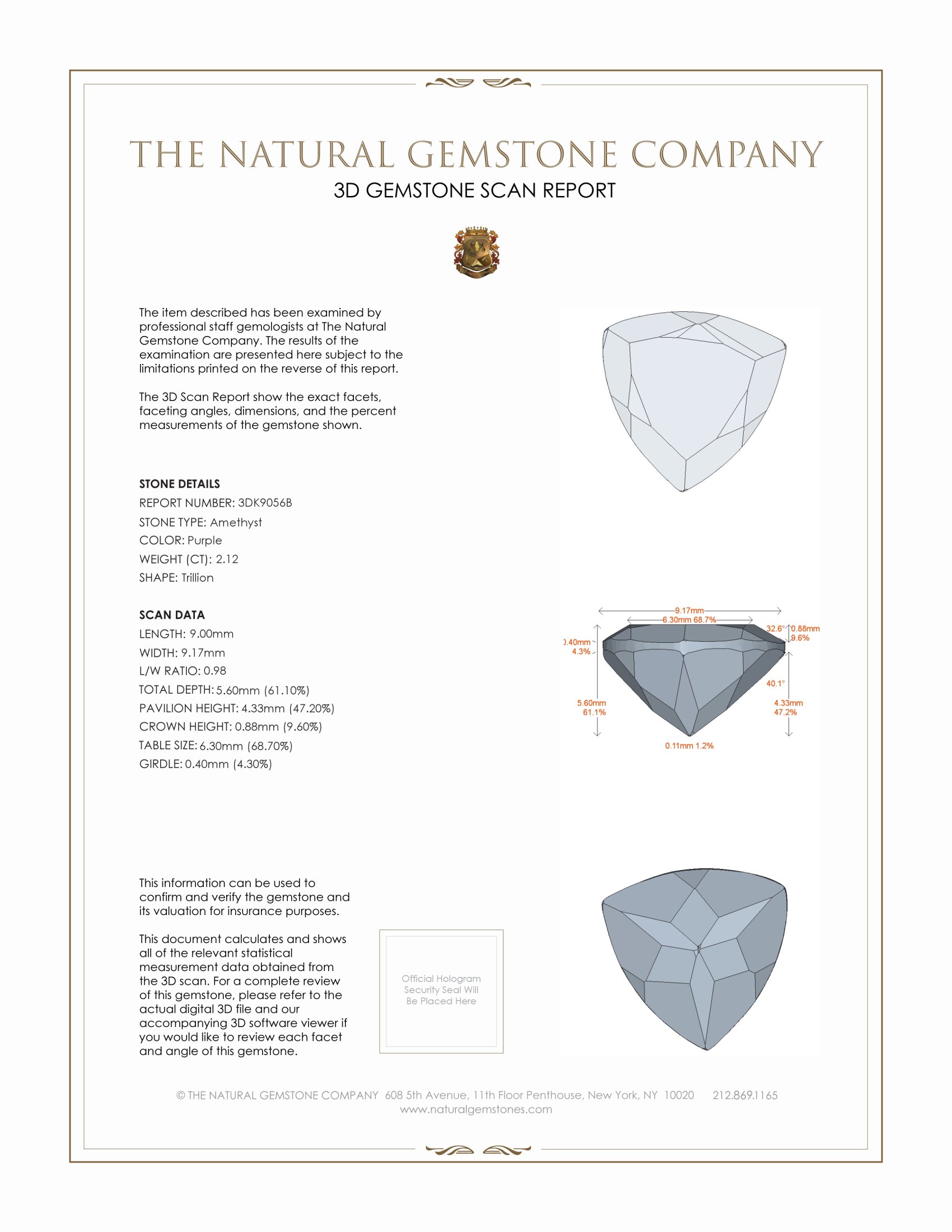 2.12 Ct. Amethyst from Ceylon (Sri Lanka)