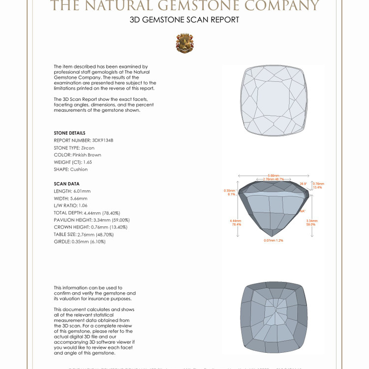 1.65 Ct. Zircon from Ceylon (Sri Lanka)