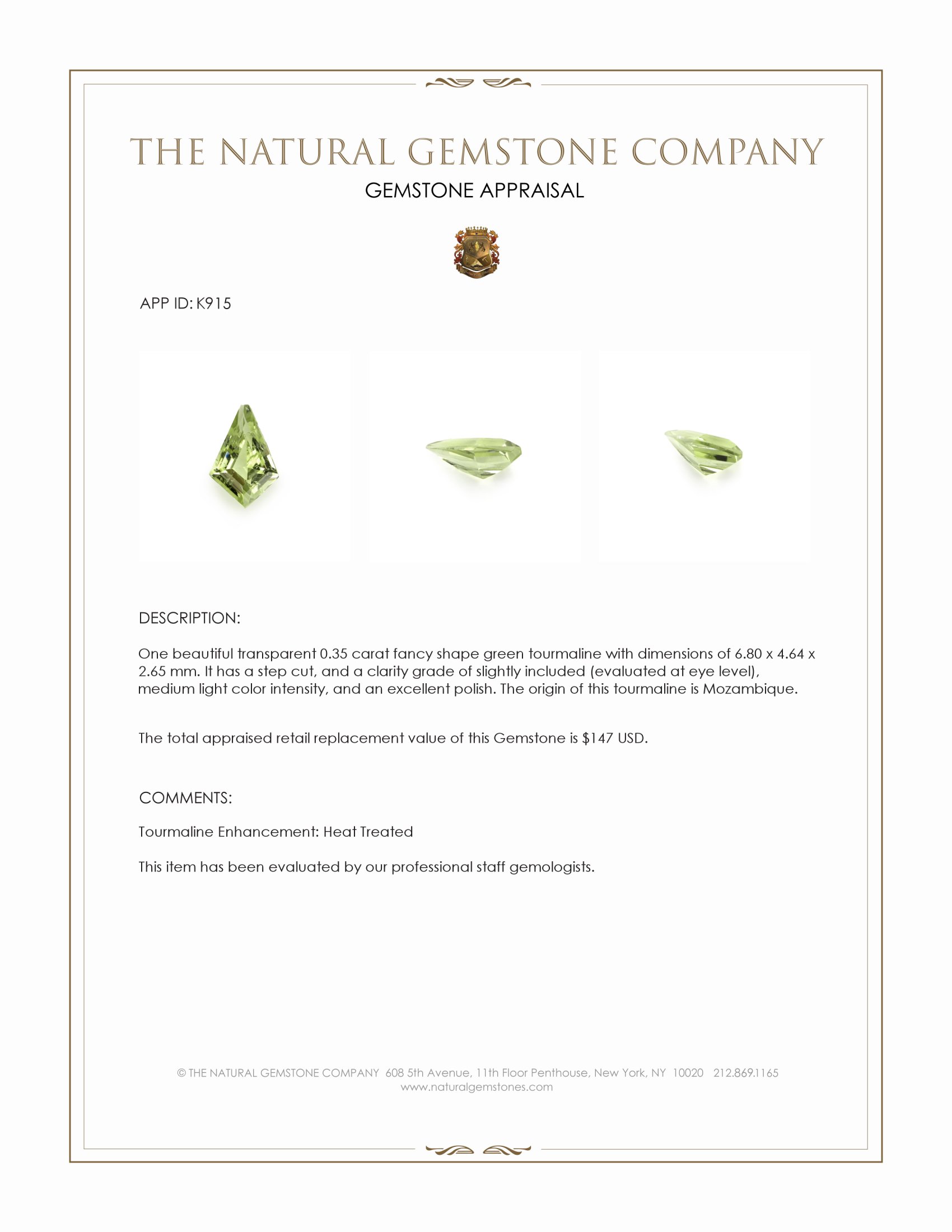 0.35 Ct. Tourmaline from Mozambique