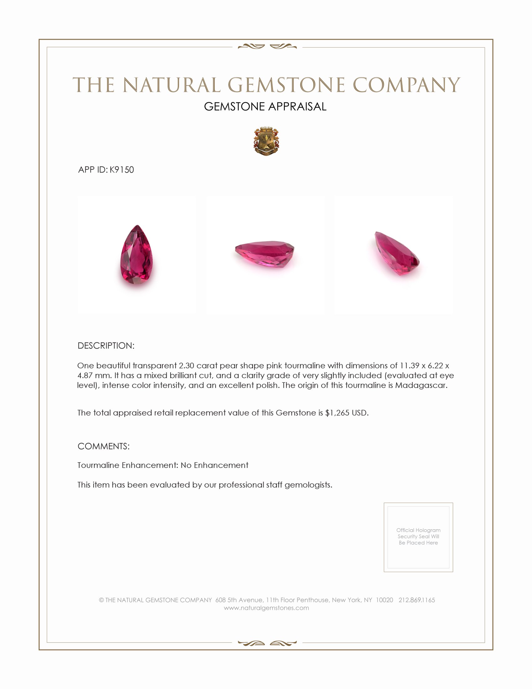 2.30 Ct. Tourmaline from Madagascar