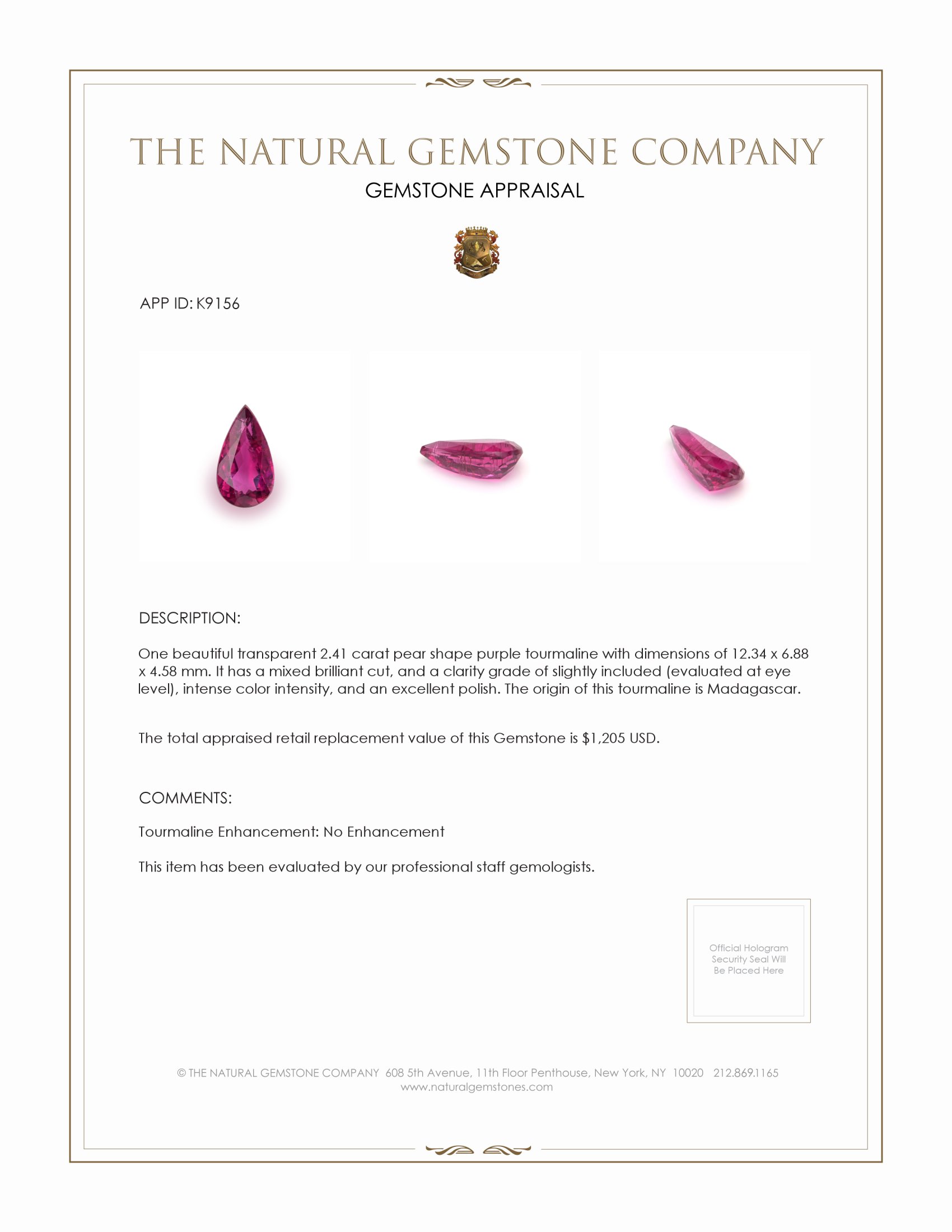 2.41 Ct. Tourmaline from Madagascar