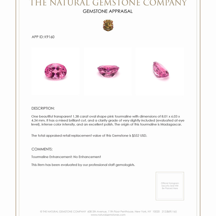 1.38 Ct. Tourmaline from Madagascar