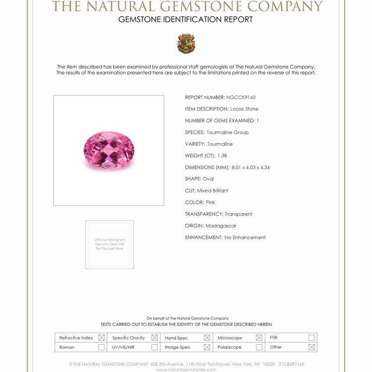 1.38 Ct. Tourmaline from Madagascar