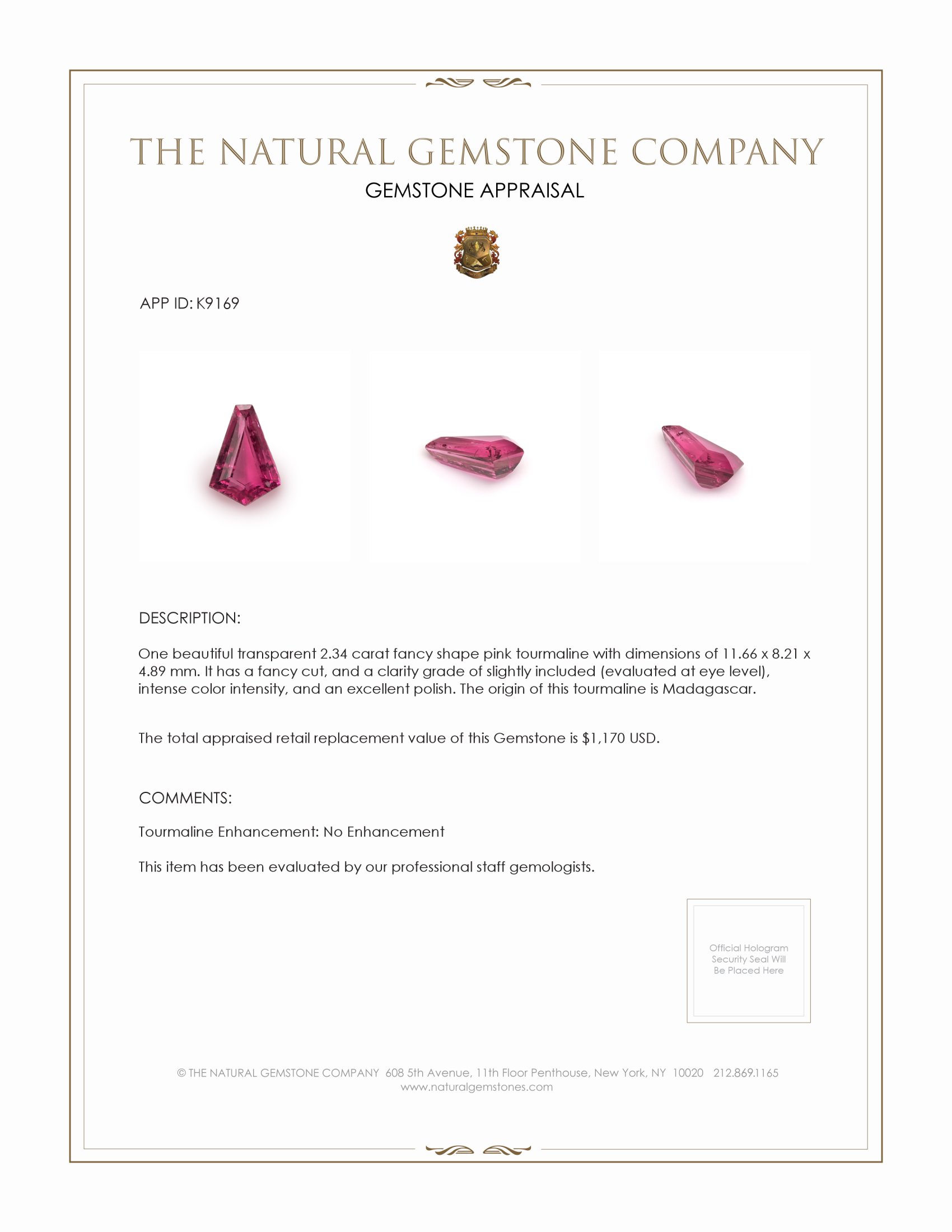 2.34 Ct. Tourmaline from Madagascar