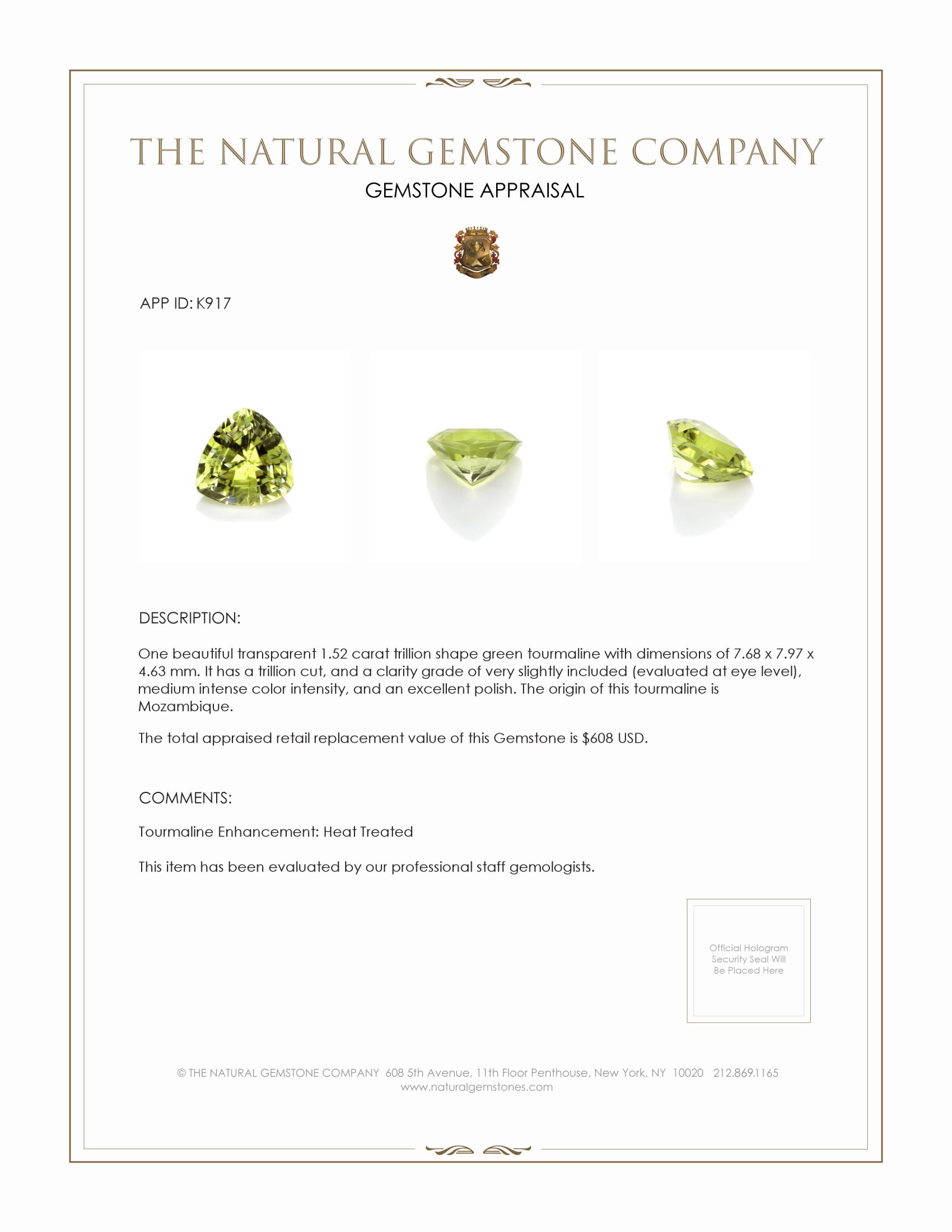 1.52 Ct. Tourmaline from Mozambique