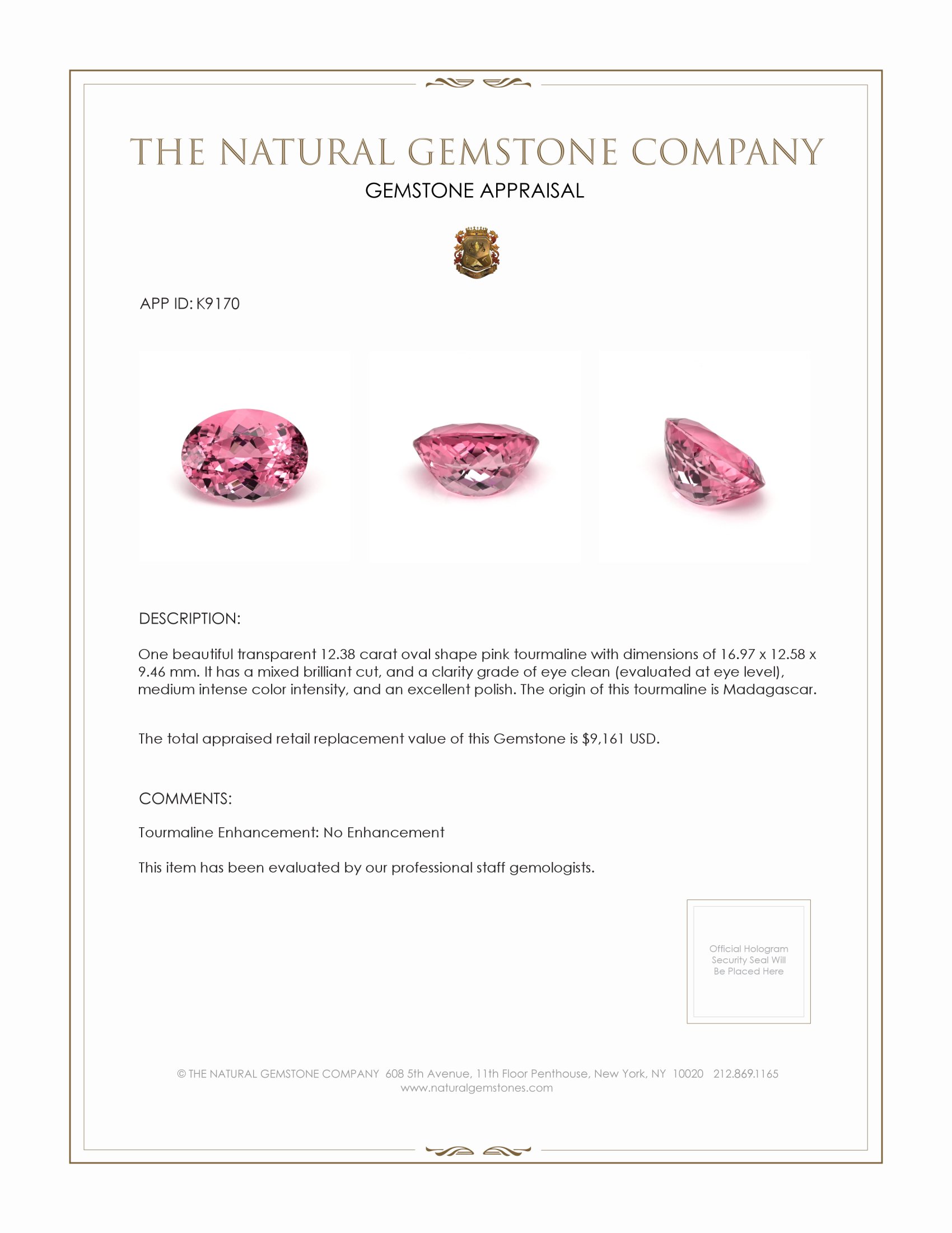 12.38 Ct. Tourmaline from Madagascar