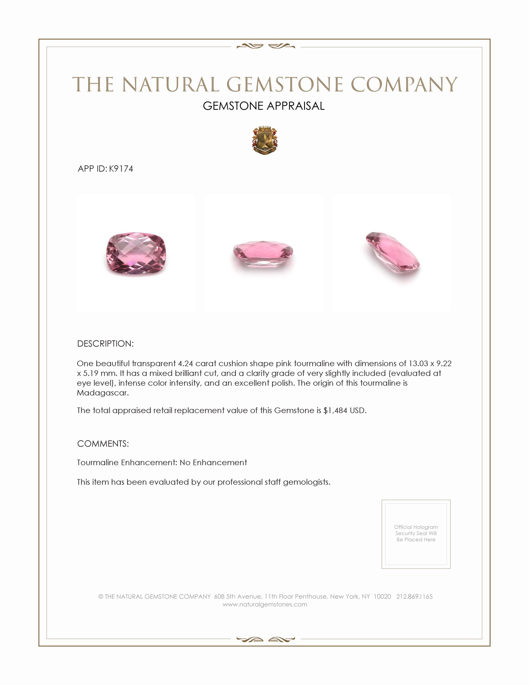 4.24 Ct. Tourmaline from Madagascar