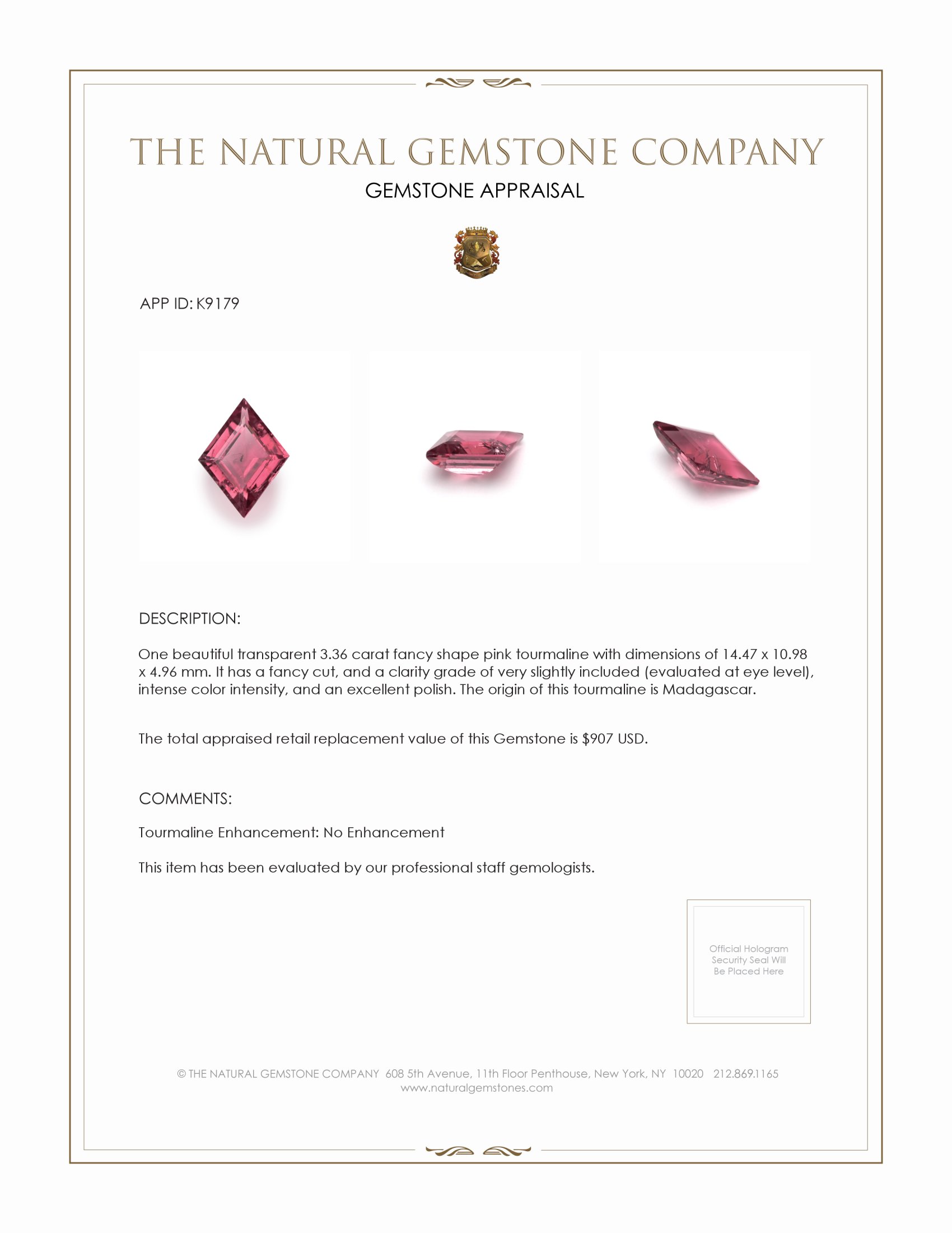 3.36 Ct. Tourmaline from Madagascar