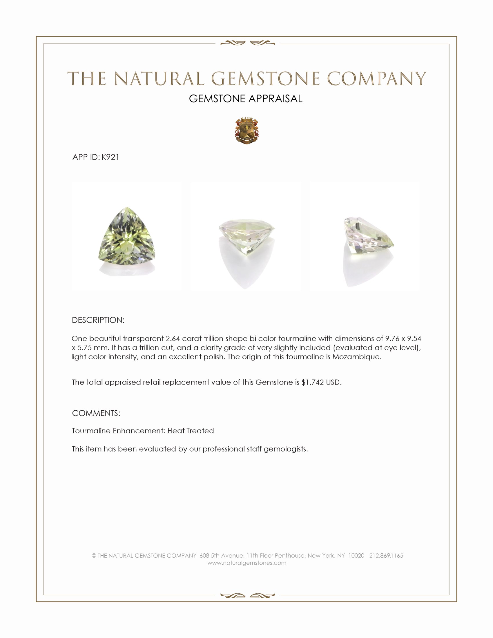 2.64 Ct. Bi Color Tourmaline from Mozambique