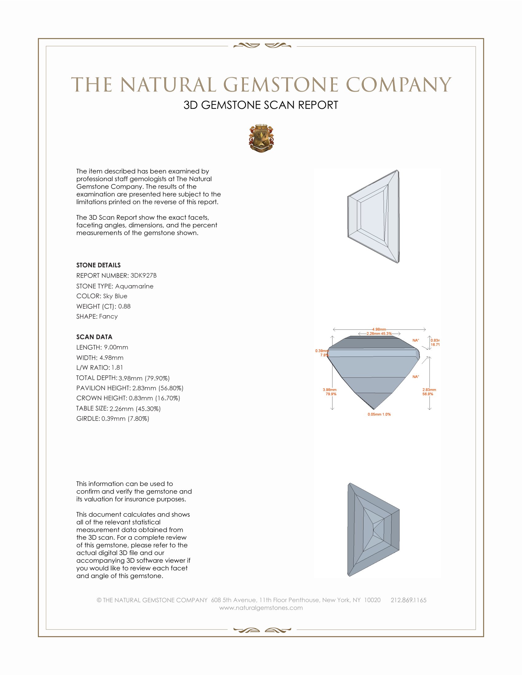 0.88 Ct. Aquamarine from Mozambique
